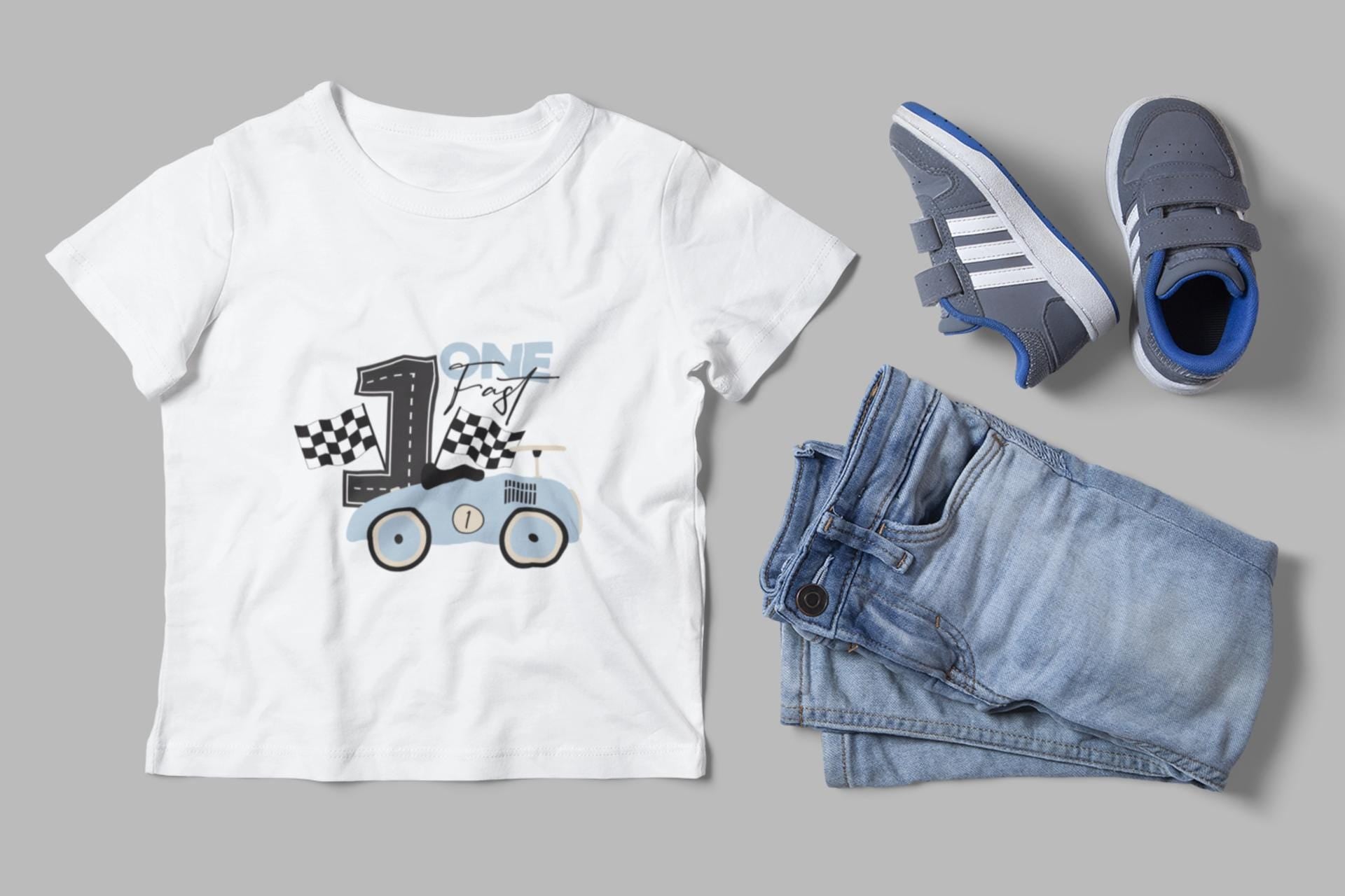 Fast One Svg, 1st Birthday Racing Car, Blue Vintage Car SVG, 1st Birthday Boy Shirt, Birthday Decoration Svg, Racing Car Birthday