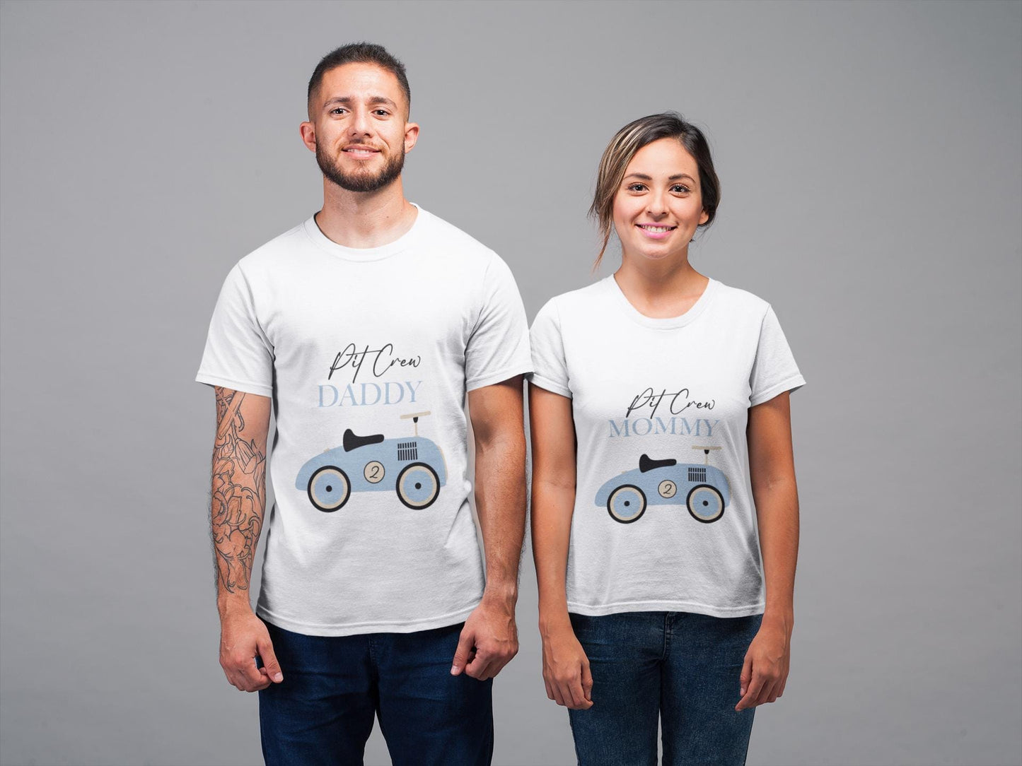 Blue Vintage Car Family SVG, Pit Crew Daddy, Mommy, Brother, Sister, Fast two SVG, Blue Race Car, 2nd Birthday Boy, Matching Family Birthday