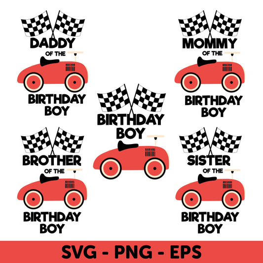 Birthday Cars Boy Svg, Cars Svg, Race Car Family Set, Race Car Birthday, SVG Family Matching Shirts Birthday Car Theme Design, Birthday Boy