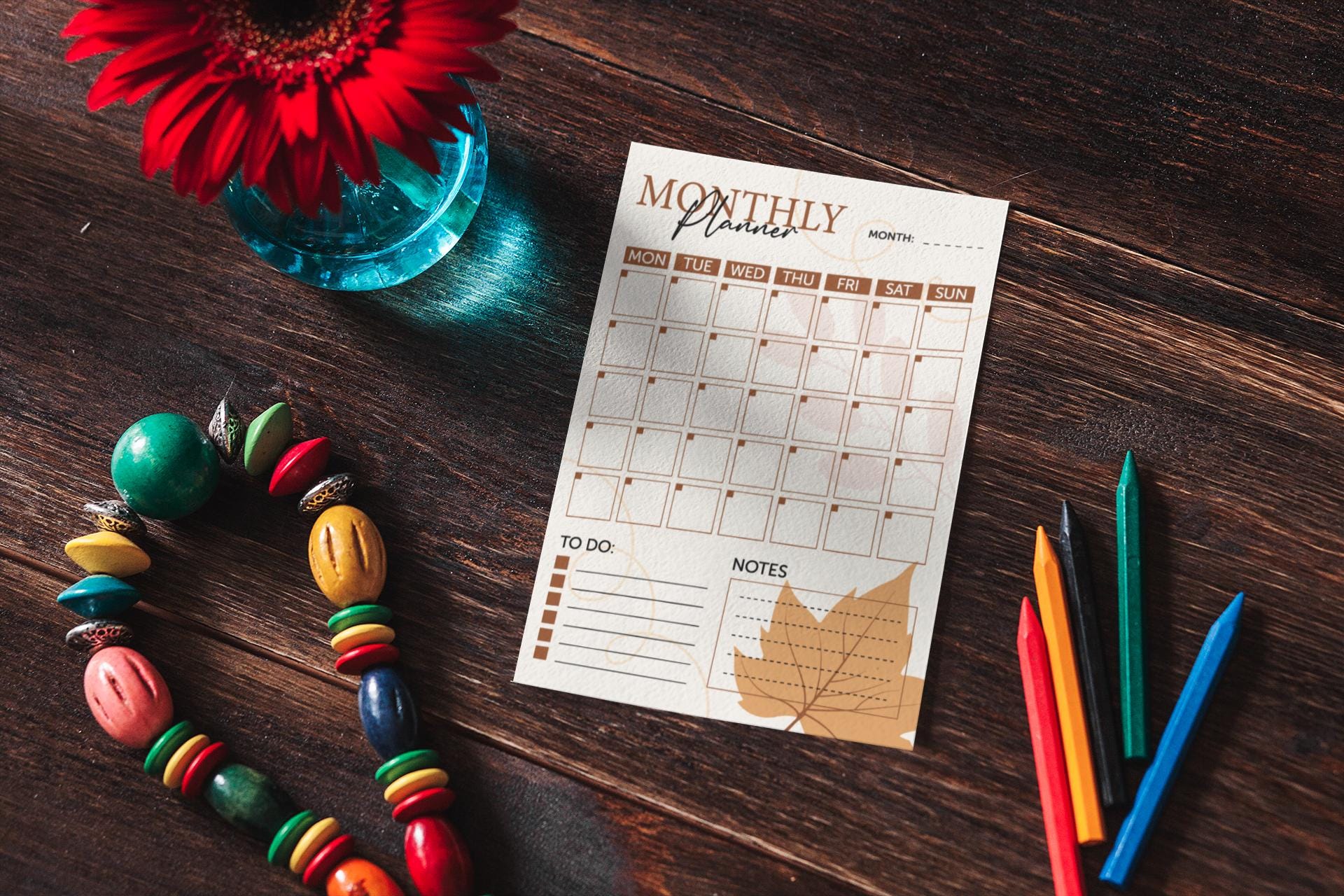Elegant Autumn Themed A4 Planner Set Daily, Digital download, Monthly Calendar, Weekly Planner Svg, Calendar Svg, Daily Planner Template