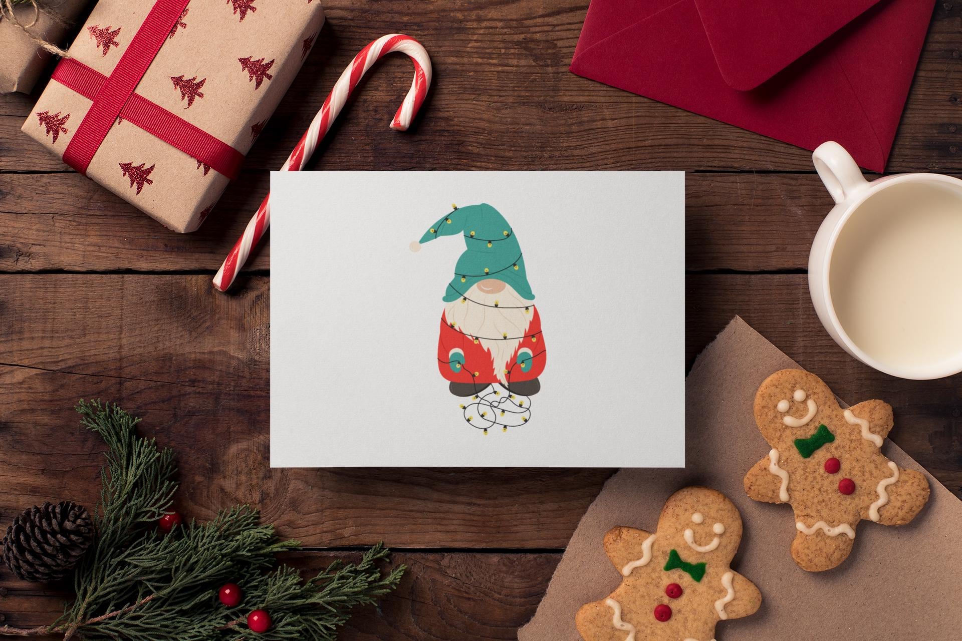 Christmas Gnome SVG with Holiday Lights, Festive Gnome SVG, Merry Christmas Svg, Holiday Gnome clipart Svg, Christmas lights SVG