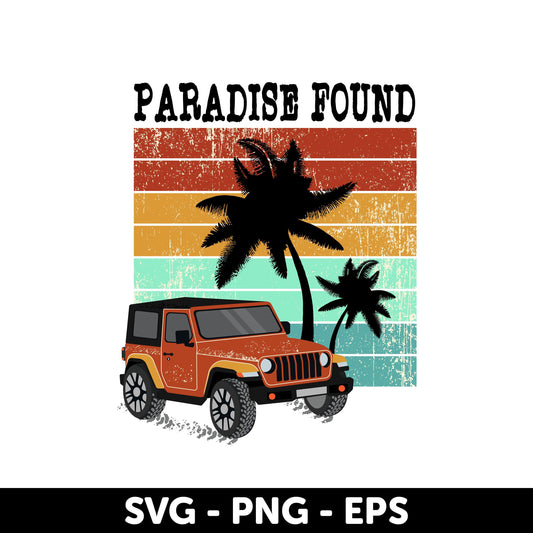 Paradise Found car SVG, Retro Palm Tree Adventure Design, Retro Summer 4X4 Offroad Car Svg, Summer Svg, Beach Life Svg, T-shirt Design