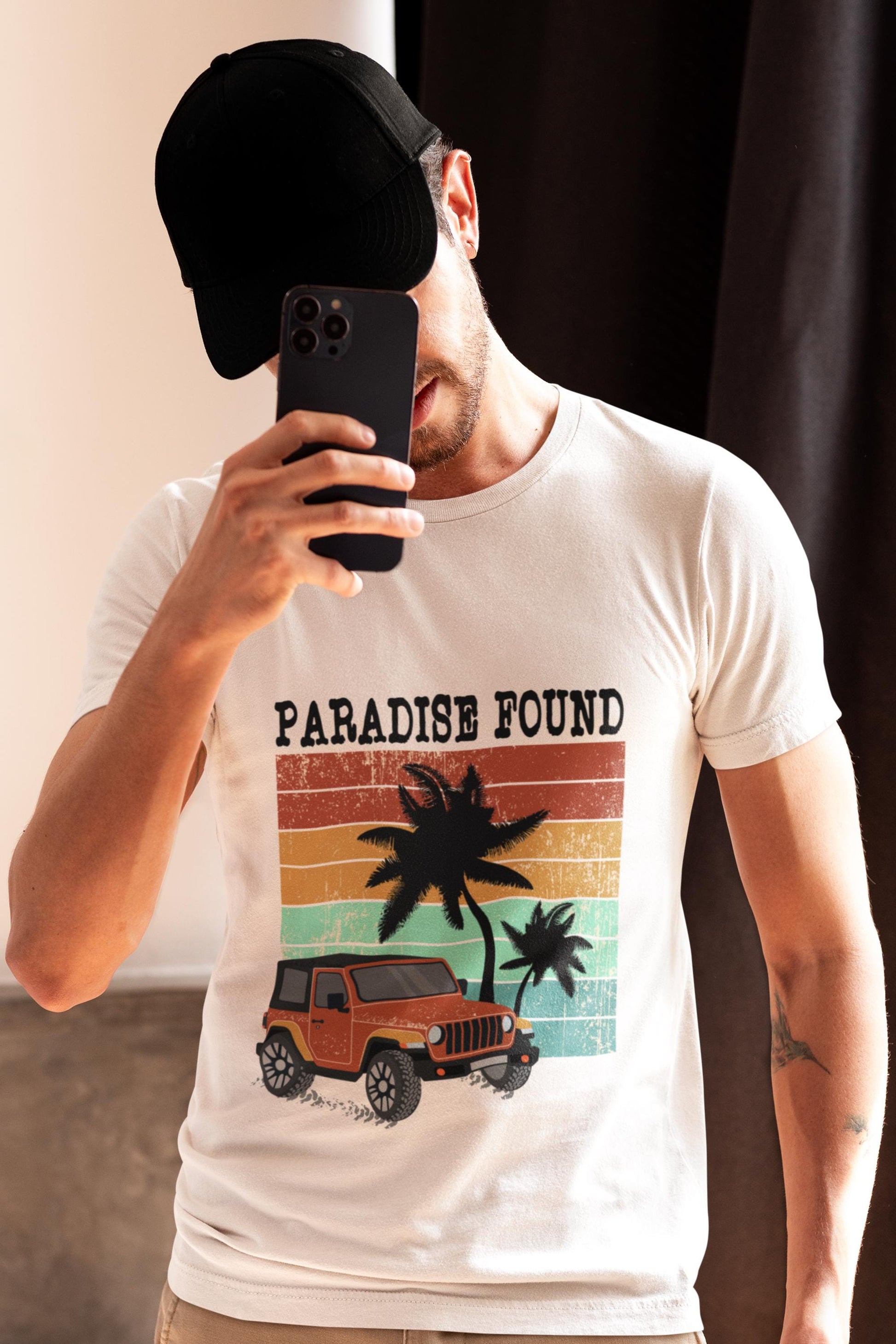 Paradise Found car SVG, Retro Palm Tree Adventure Design, Retro Summer 4X4 Offroad Car Svg, Summer Svg, Beach Life Svg, T-shirt Design