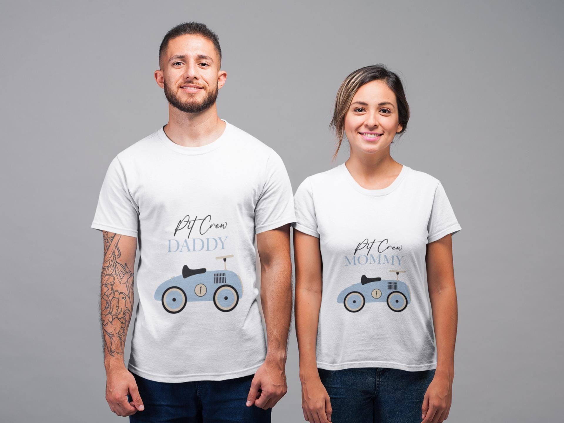 Blue Vintage Car Family SVG Bundle, Pit Crew Family SVG Bundle, Blue Race Car 1st Birthday Boy Shirt, Matching Family Shirts SVG