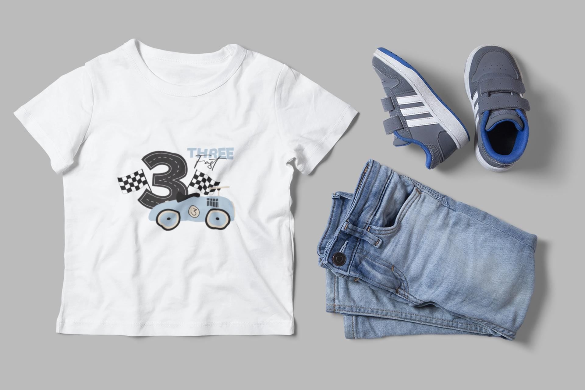 Race Car 3rd Birthday SVG - Fast Three Racing Theme Digital Download - Kids Birthday Party Decor PNG EPS, Third Birthday Decorations Svg