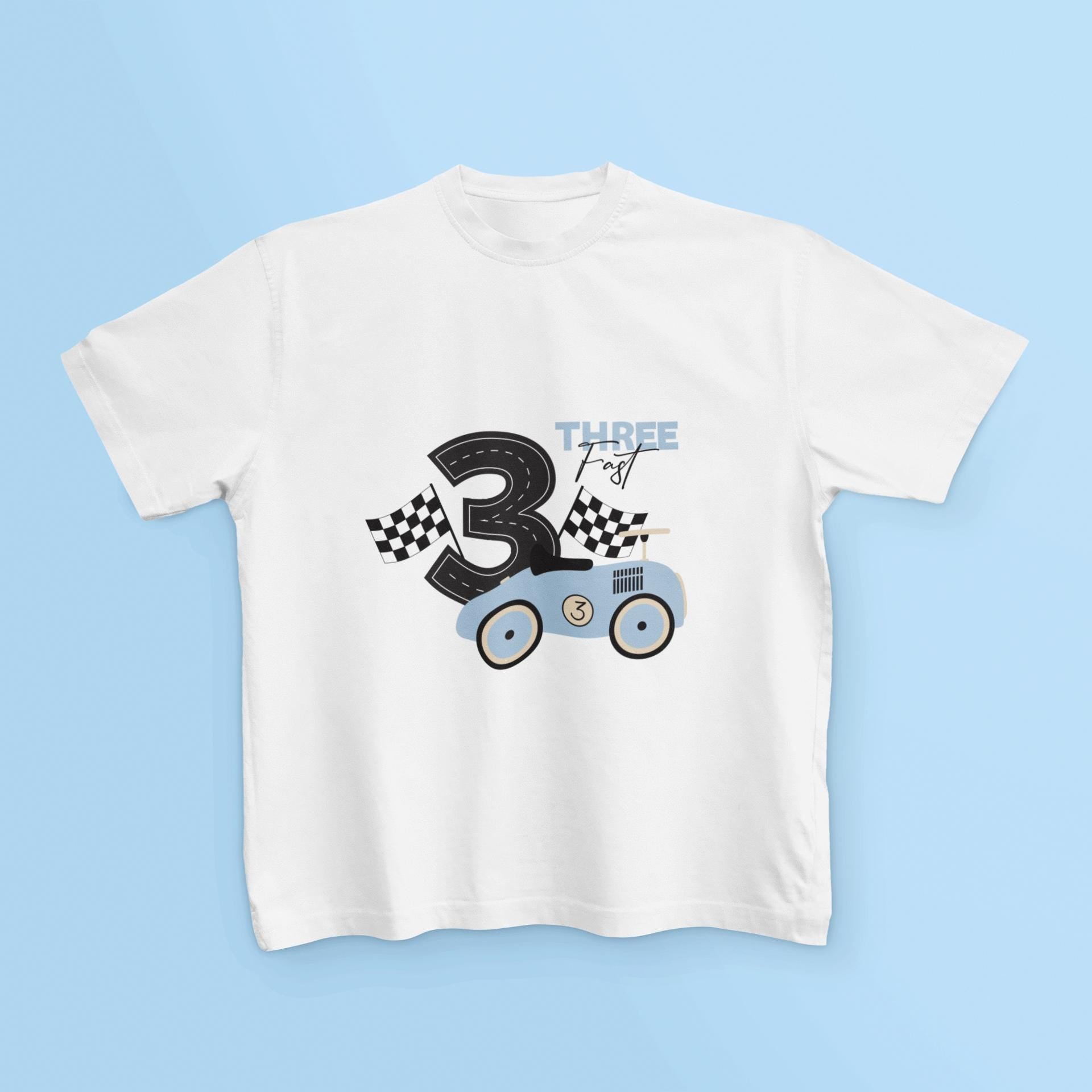 Race Car 3rd Birthday SVG - Fast Three Racing Theme Digital Download - Kids Birthday Party Decor PNG EPS, Third Birthday Decorations Svg