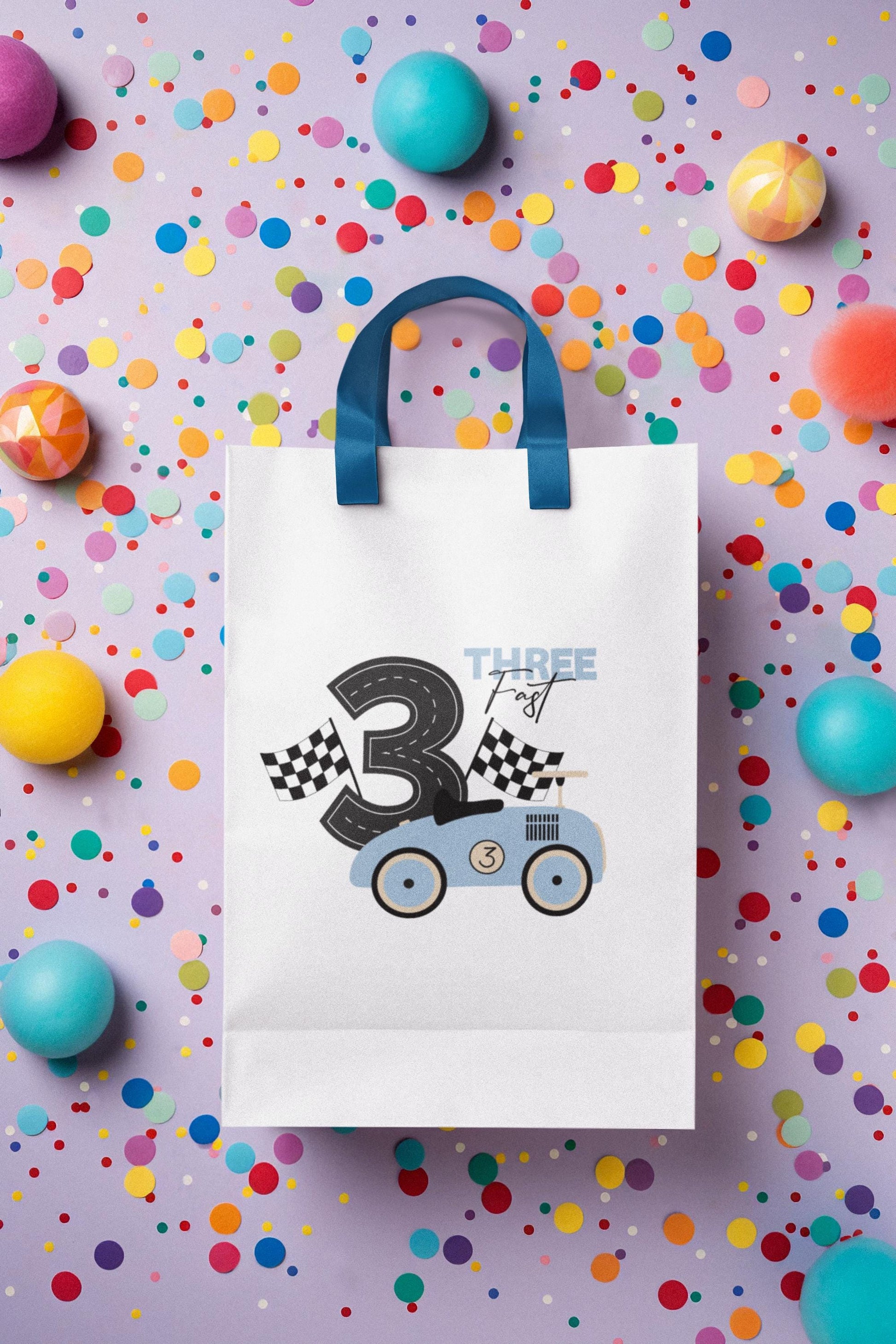 Race Car 3rd Birthday SVG - Fast Three Racing Theme Digital Download - Kids Birthday Party Decor PNG EPS, Third Birthday Decorations Svg