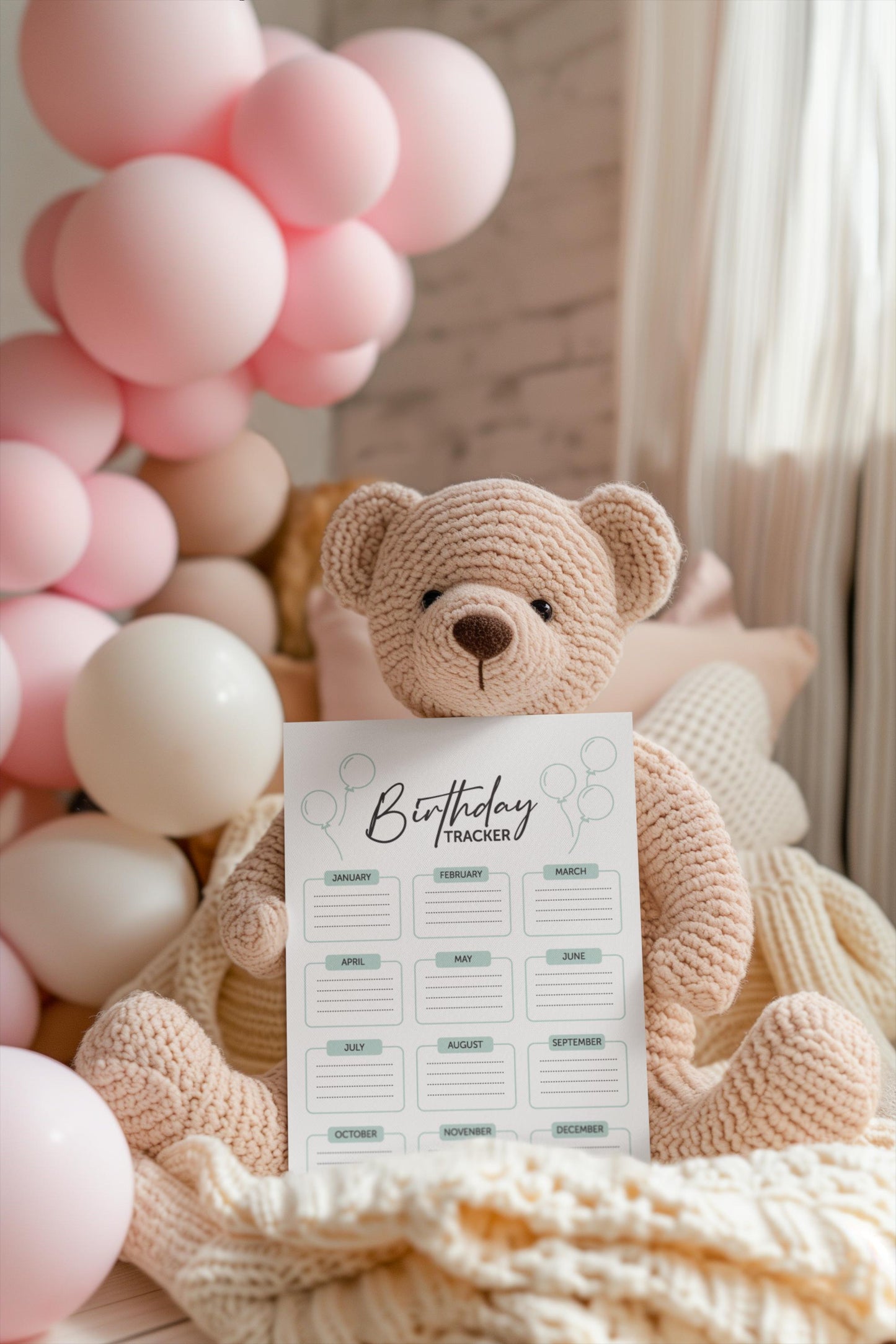 Birthday Tracker Printable, Birthday Planner, Monthly Birthday Calendar Digital Download - Organize Birthdays SVG
