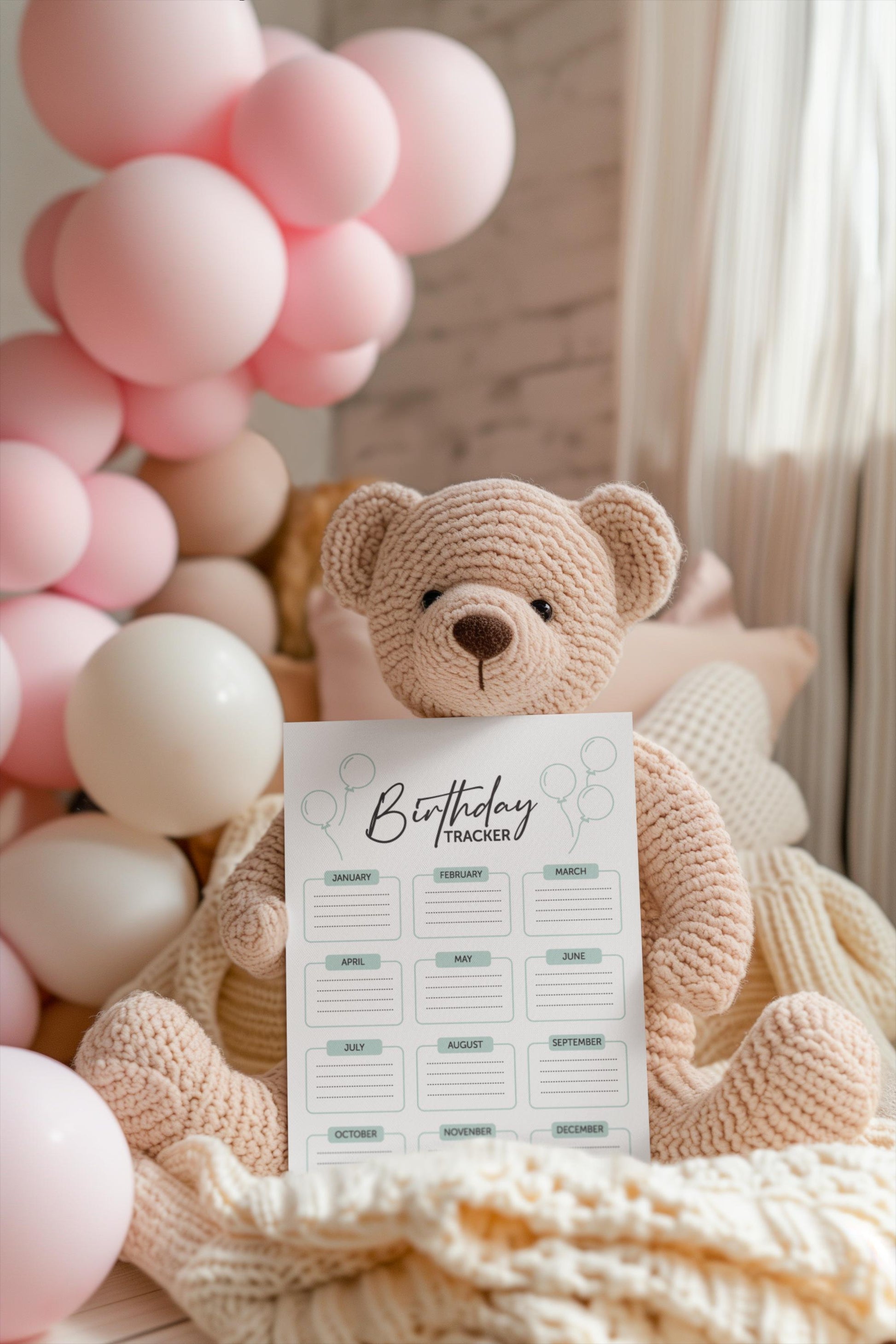 Birthday Tracker Printable, Birthday Planner, Monthly Birthday Calendar Digital Download - Organize Birthdays SVG