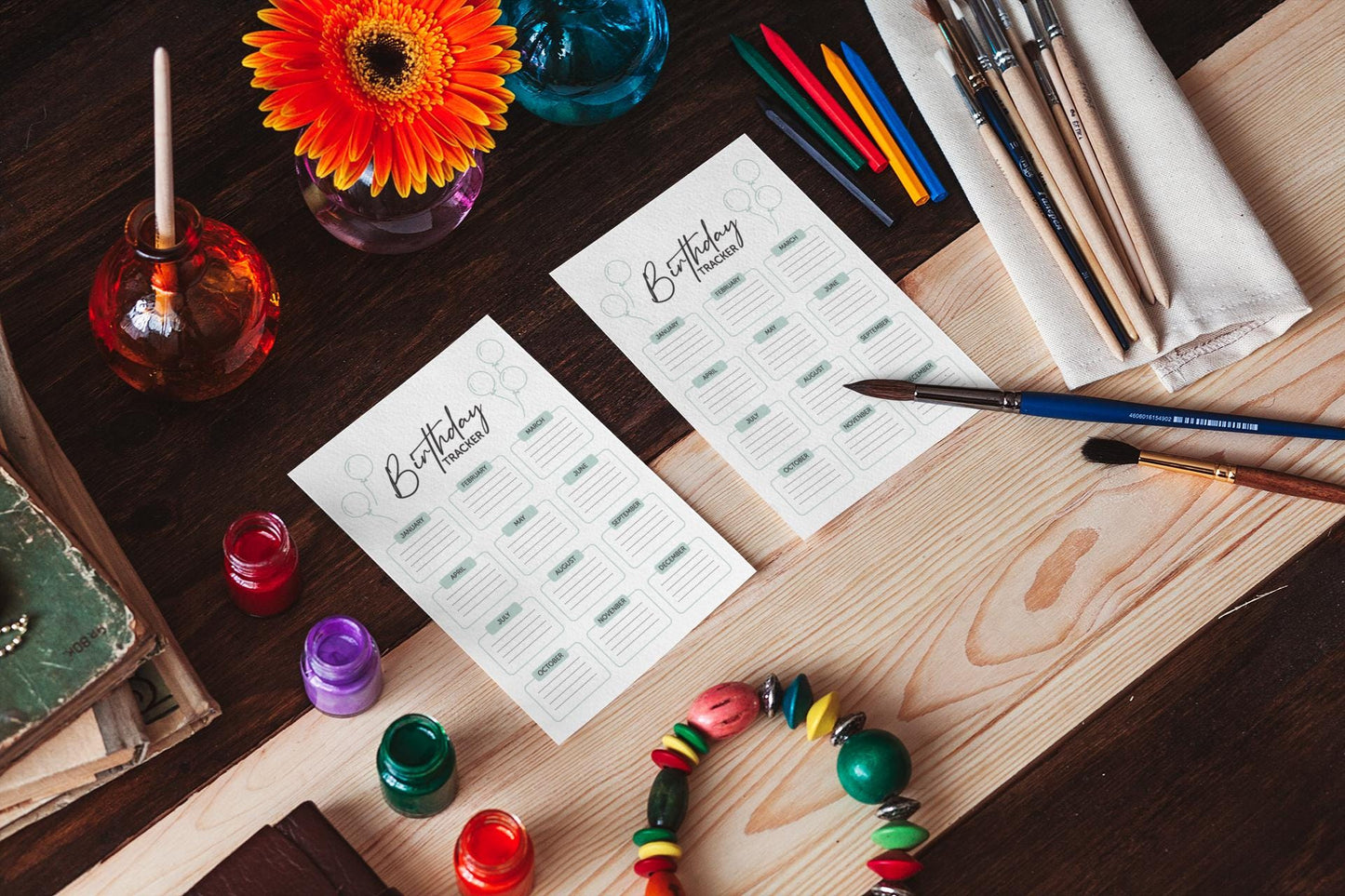 Birthday Tracker Printable, Birthday Planner, Monthly Birthday Calendar Digital Download - Organize Birthdays SVG