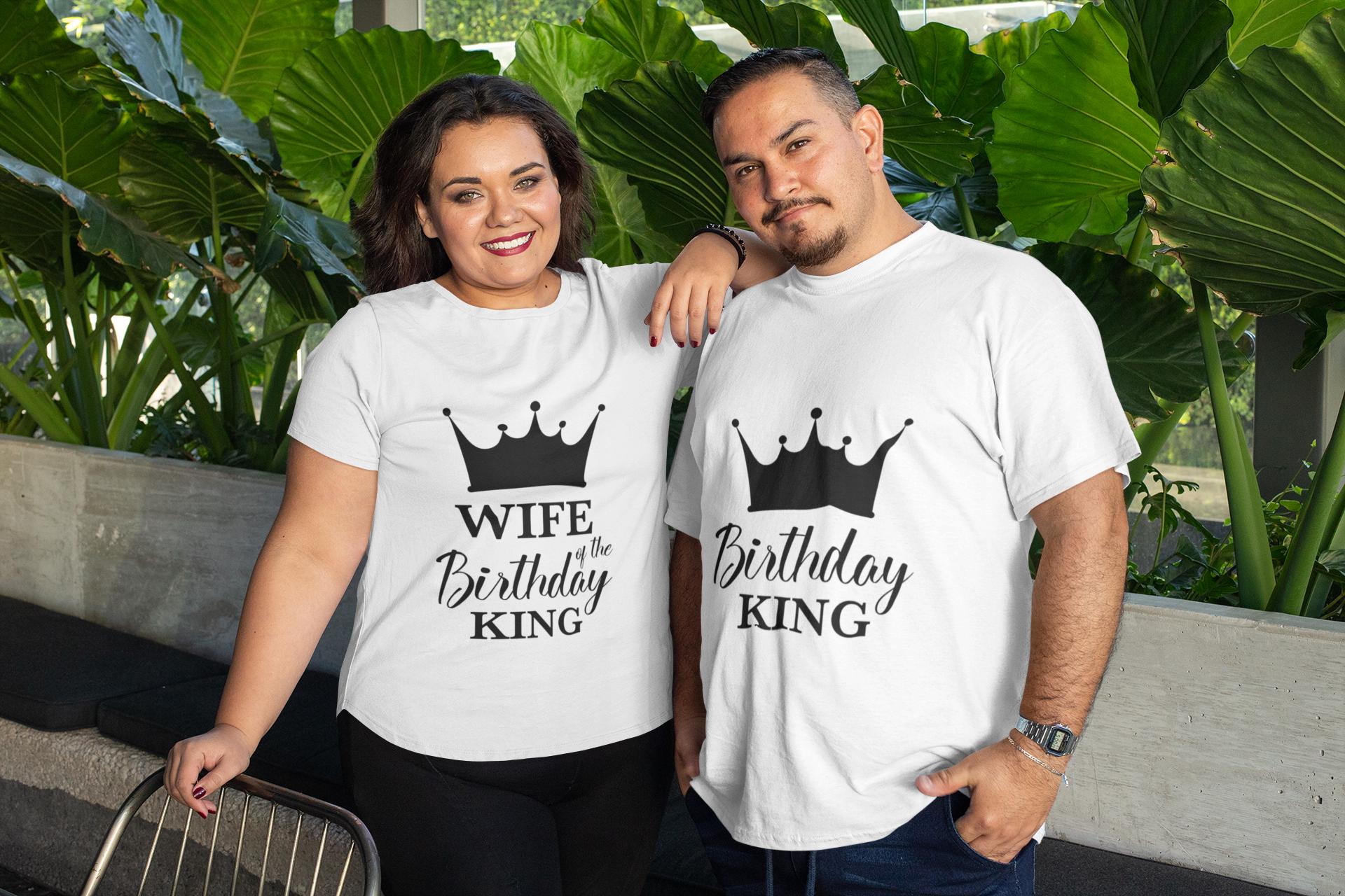Birthday King & Wife Bundle - SVG, couples birthday Svg, gold crown Svg, birthday party Svg, matching couple shirts, birthday theme