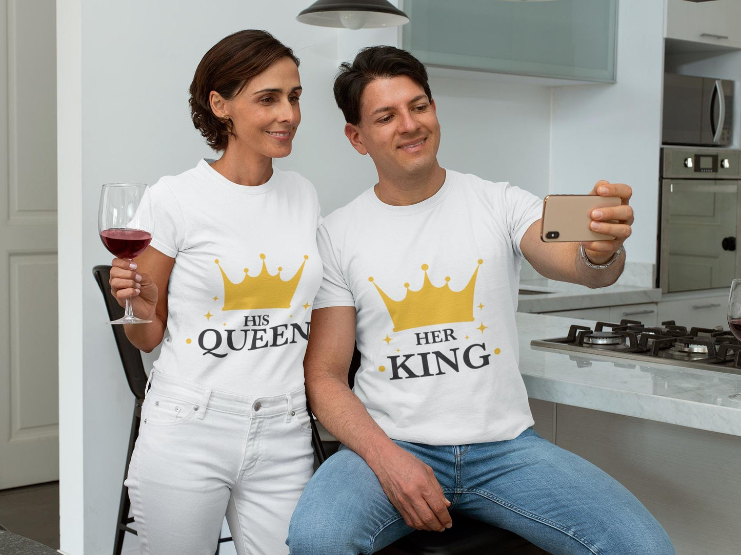 Her King and His Queen Couple SVG Bundle - Gold & Black Crown Design, Her King Svg, His Queen Svg Royal Couple Design
