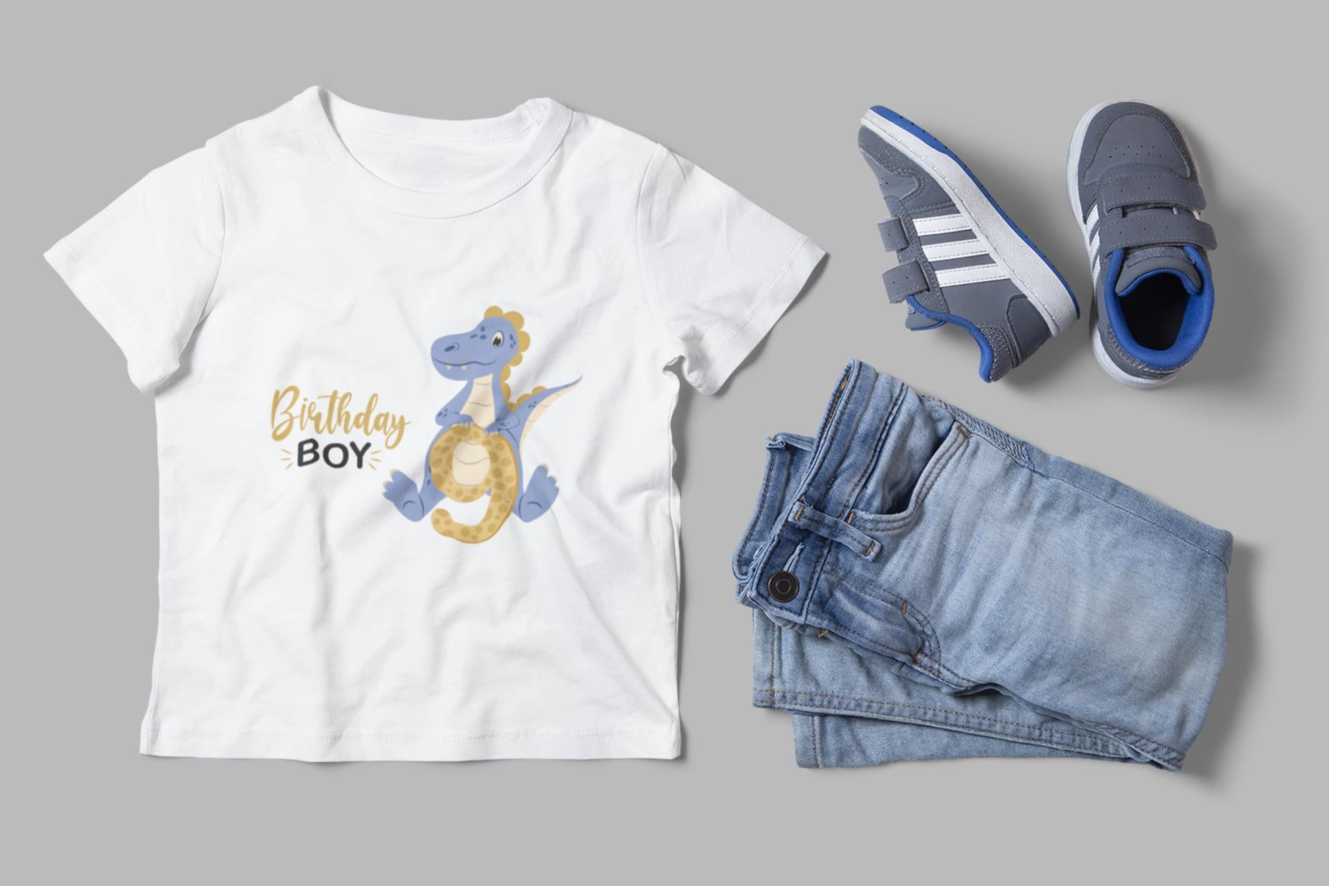 Birthday Boy Svg, 9th birthday Svg, Dinosaur Birthday Family Shirt Design Set, Blue Dinosaur Party Decoration Svg, Dinosaur Birthday Svg