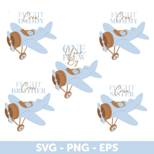 One Year Flew By Svg, Airplane Birthday Decorations Svg, Flight Crew Shirt, Birthday Boy Svg, Family Birthday Crew Svg, First Birthday Svg