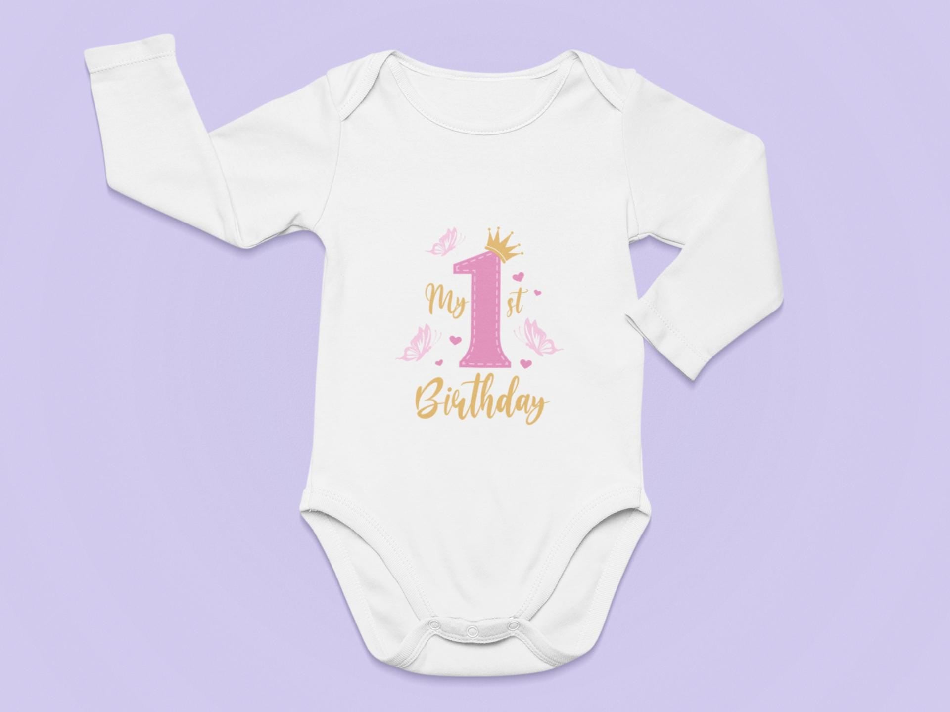 My 1st Birthday Shirt Design, Birthday Princess SVG, Pink, and Gold Princess Theme, Baby Girl Birthday Design Svg, Milestone birthday Svg