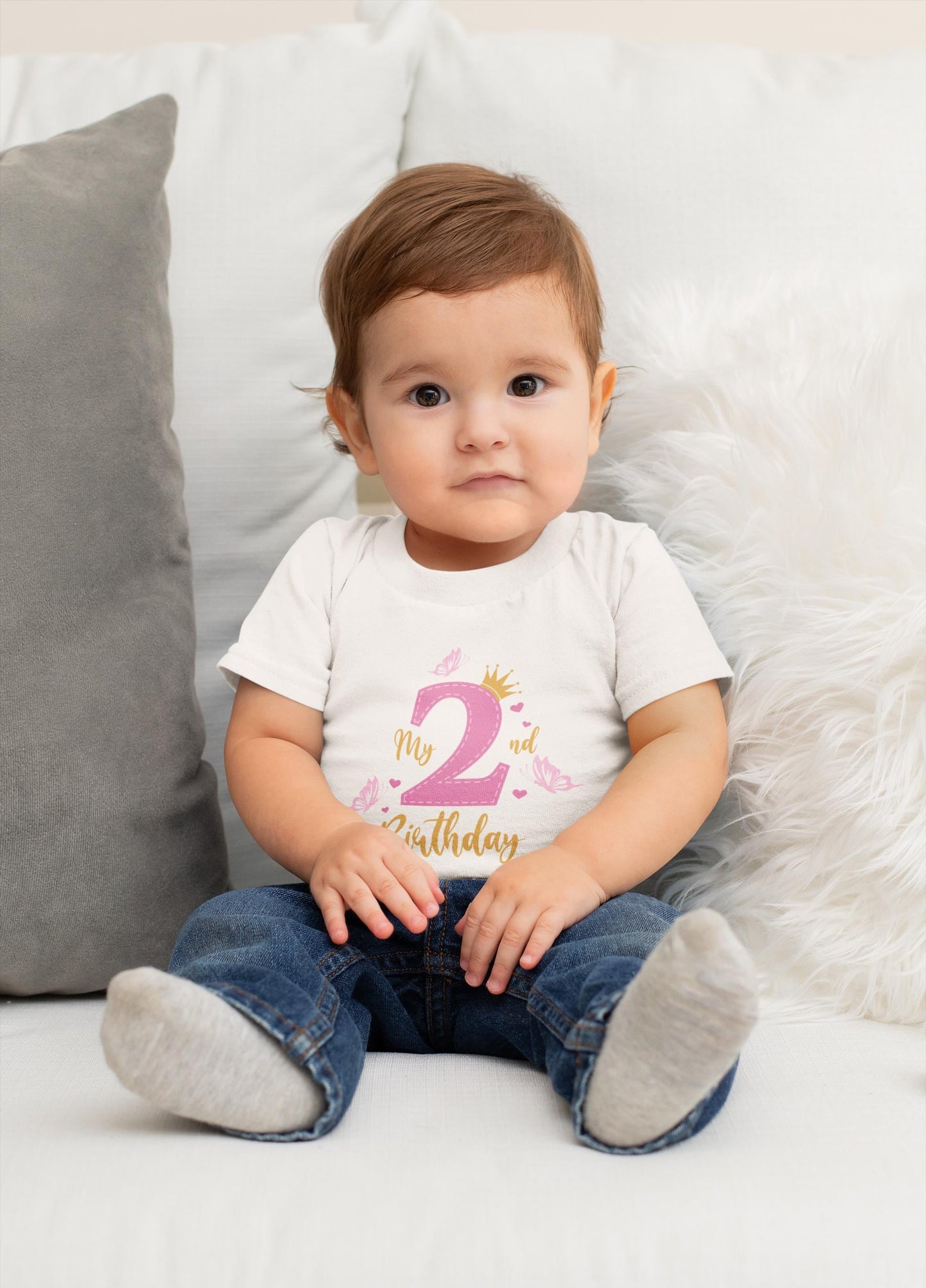 My 2nd Birthday SVG, Butterfly SVG, Girl 2nd Birthday SVG, Princess Birthday Design, Milestone Birthday Design, Butterfly and Crown