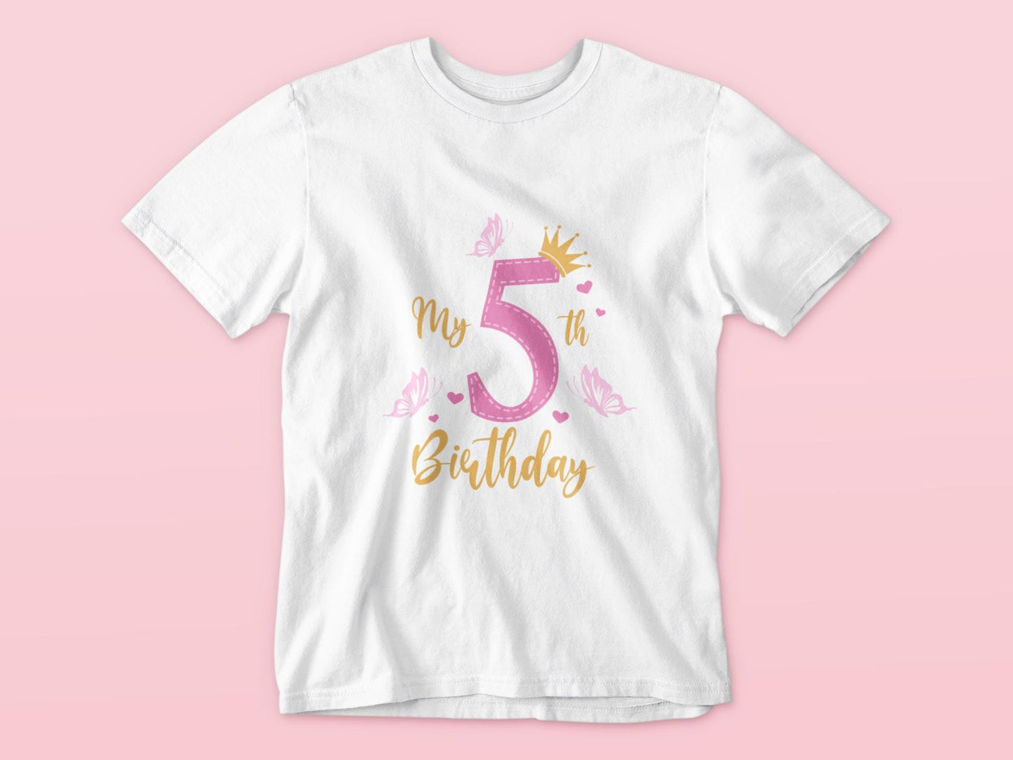 Girl 5th birthday Svg, Butterfly Svg, Birthday Girl, Kids Birthday SVG, Birthday Princess Svg, Girl 5th Birthday Png, 5 Year Old Birthday