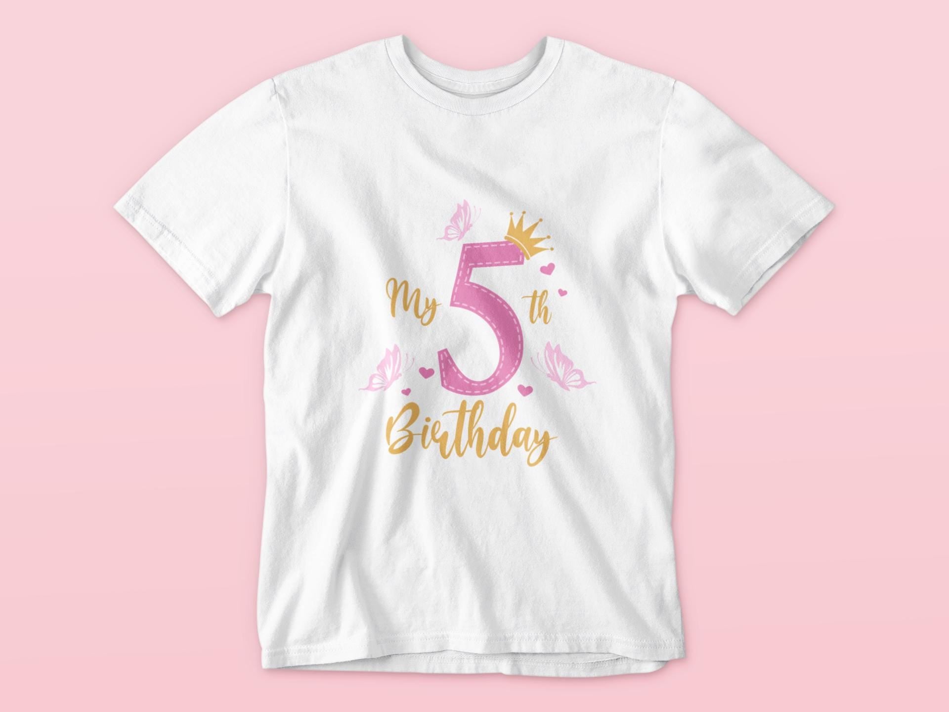 Girl 5th birthday Svg, Butterfly Svg, Birthday Girl, Kids Birthday SVG, Birthday Princess Svg, Girl 5th Birthday Png, 5 Year Old Birthday