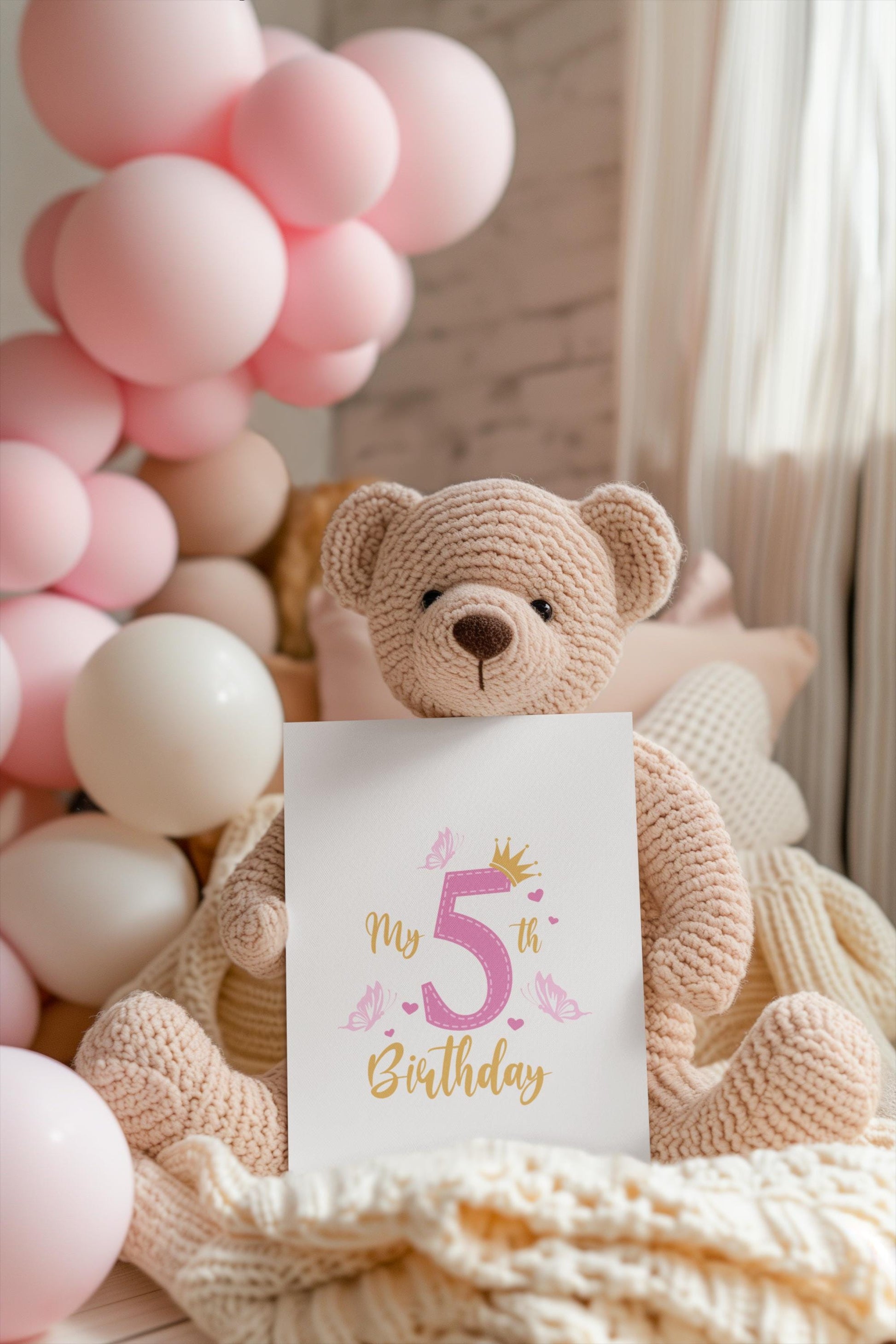 Girl 5th birthday Svg, Butterfly Svg, Birthday Girl, Kids Birthday SVG, Birthday Princess Svg, Girl 5th Birthday Png, 5 Year Old Birthday