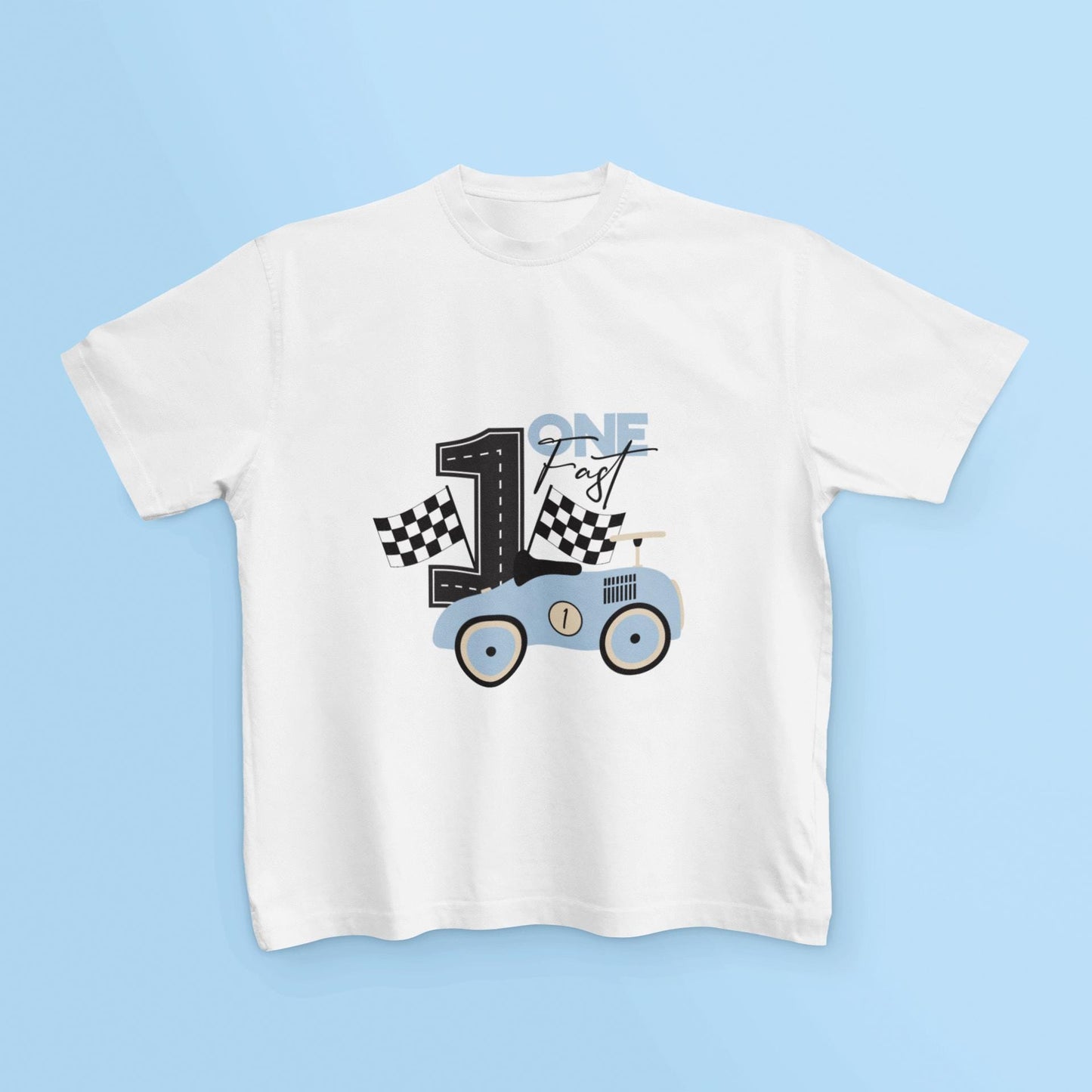 Fast One Svg, 1st Birthday Racing Car, Blue Vintage Car SVG, 1st Birthday Boy Shirt, Birthday Decoration Svg, Racing Car Birthday