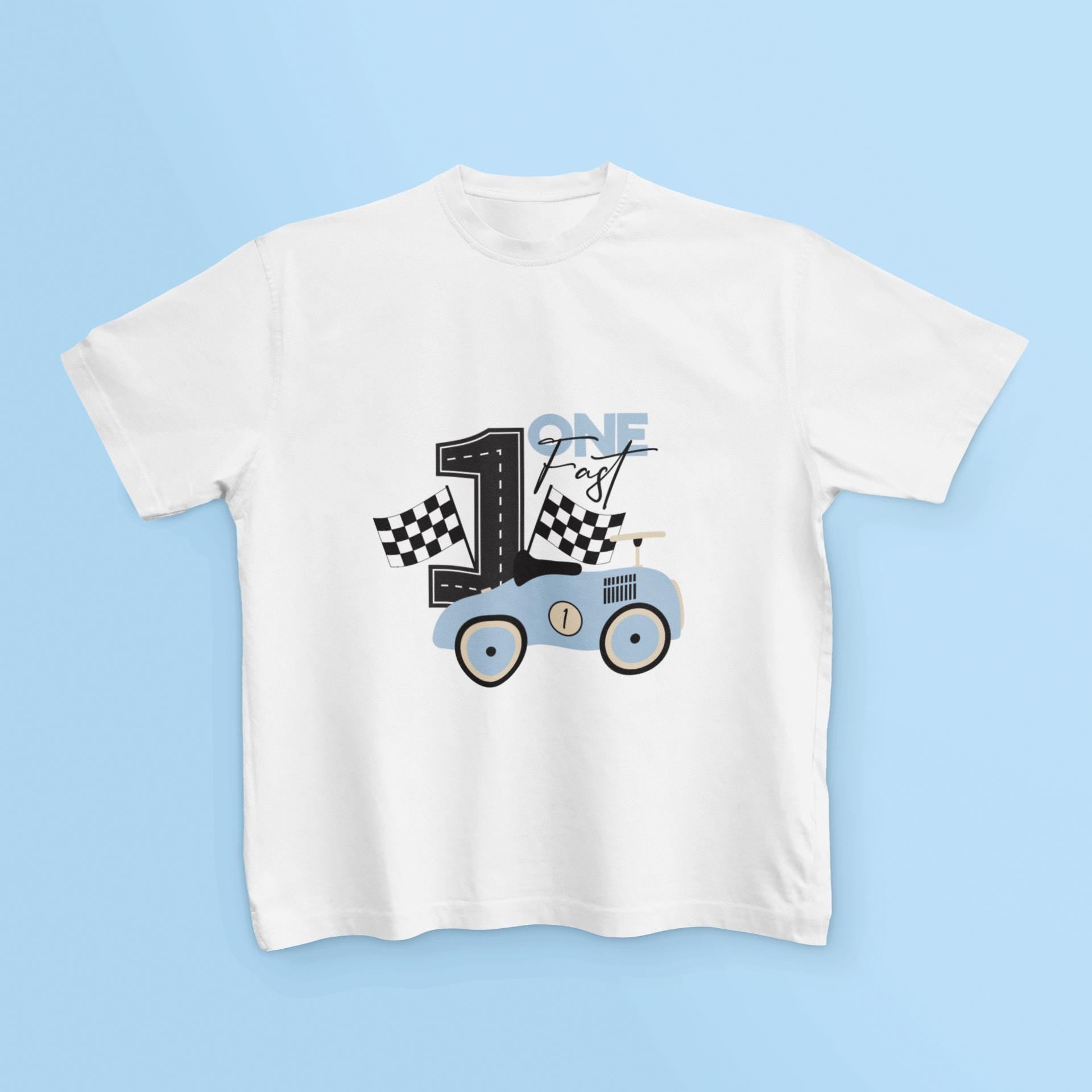 Fast One Svg, 1st Birthday Racing Car, Blue Vintage Car SVG, 1st Birthday Boy Shirt, Birthday Decoration Svg, Racing Car Birthday