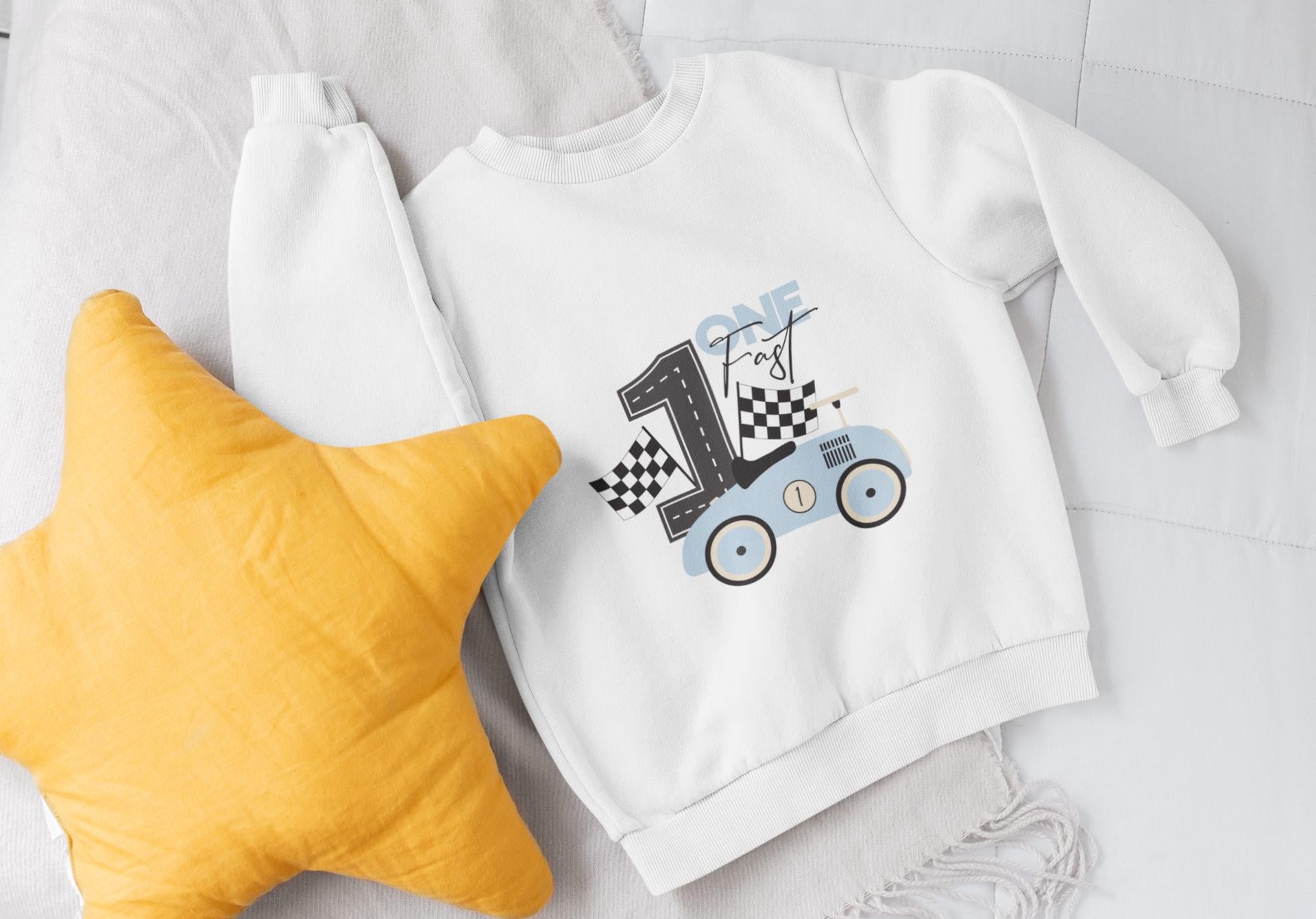 Fast One Svg, 1st Birthday Racing Car, Blue Vintage Car SVG, 1st Birthday Boy Shirt, Birthday Decoration Svg, Racing Car Birthday