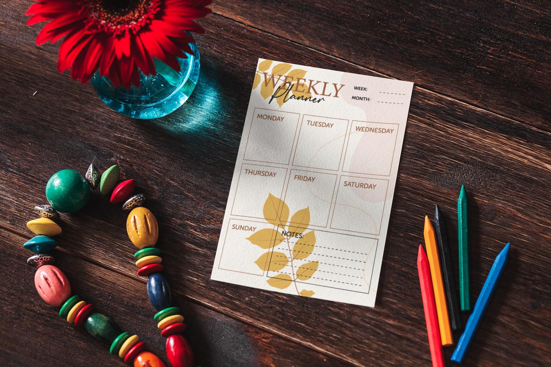 Elegant Autumn Themed A4 Planner Set Daily, Digital download, Monthly Calendar, Weekly Planner Svg, Calendar Svg, Daily Planner Template