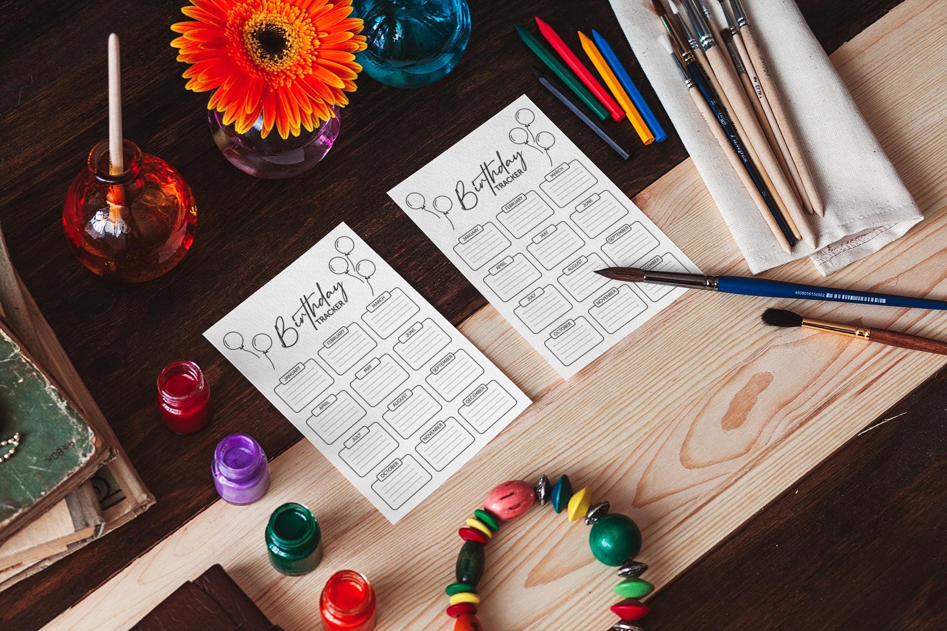 Printable Birthday Tracker SVG, Digital Birthday Calendar Template SVG, A4 Planner Insert, Birthday List Organizer Eps, Digital Download