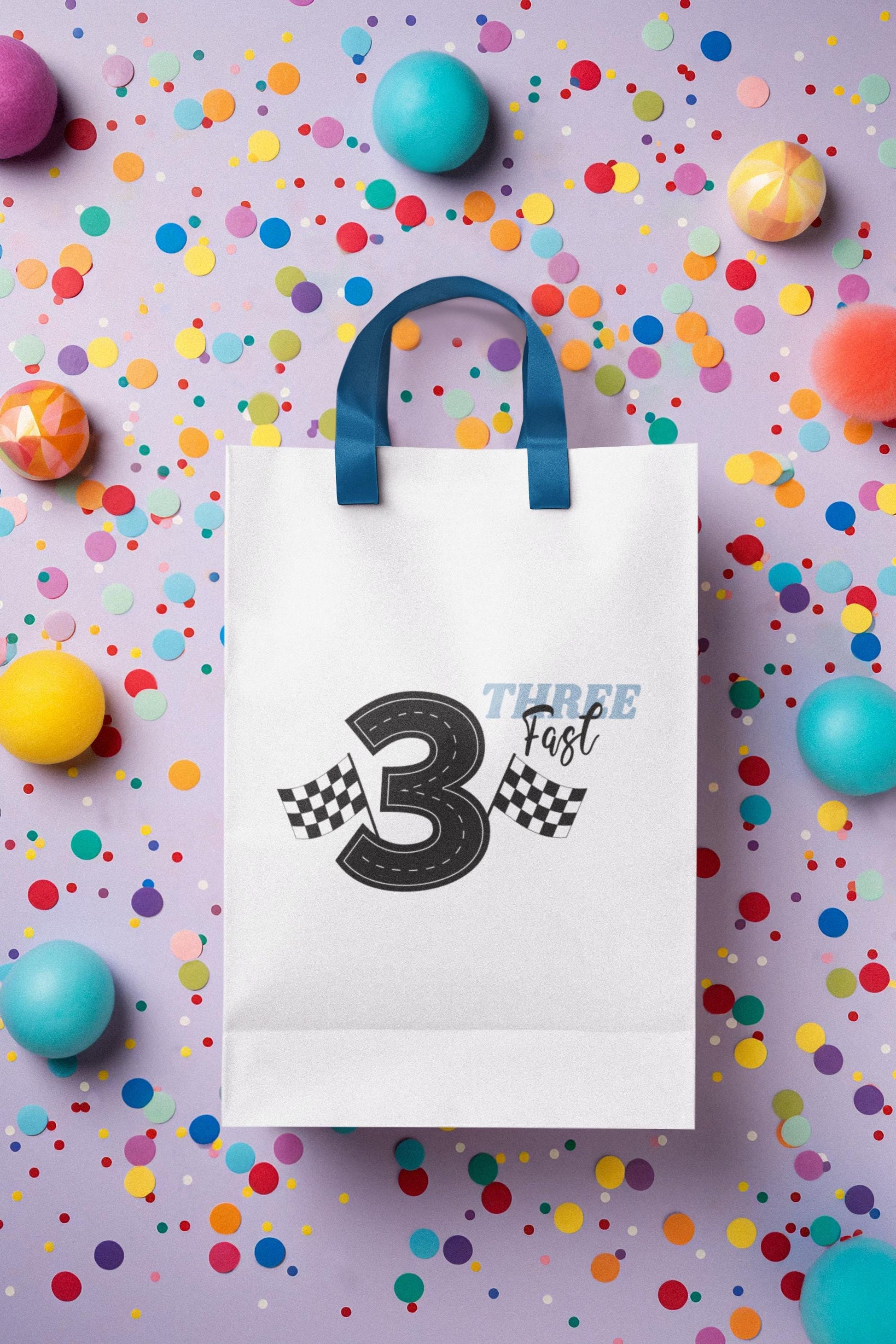 Fast & Three Race Car Birthday SVG – Road Number 3 with Checkered Flags Design, Kids Birthday Party Svg, Race Car Birthday Svg
