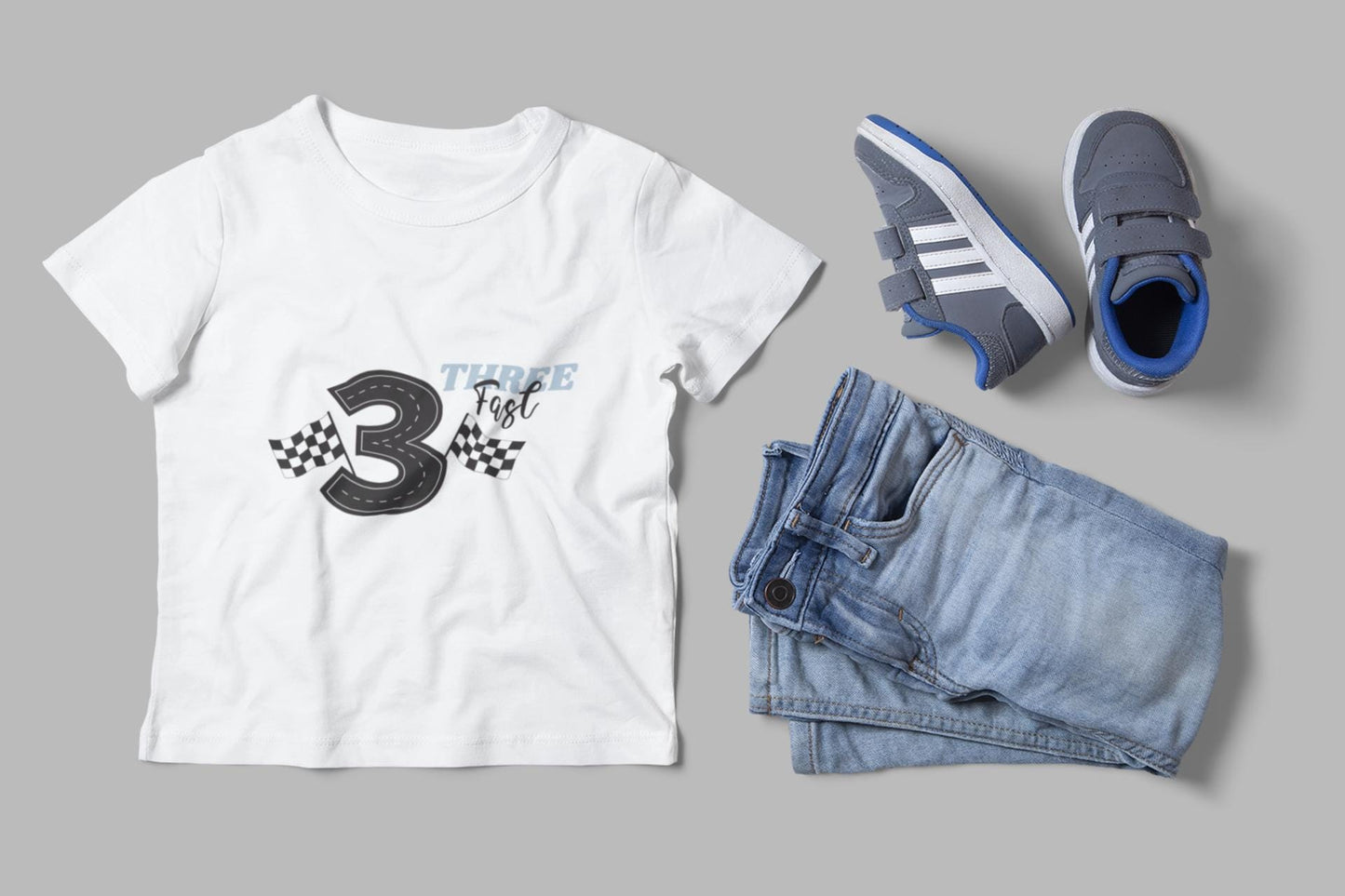 Fast & Three Race Car Birthday SVG – Road Number 3 with Checkered Flags Design, Kids Birthday Party Svg, Race Car Birthday Svg