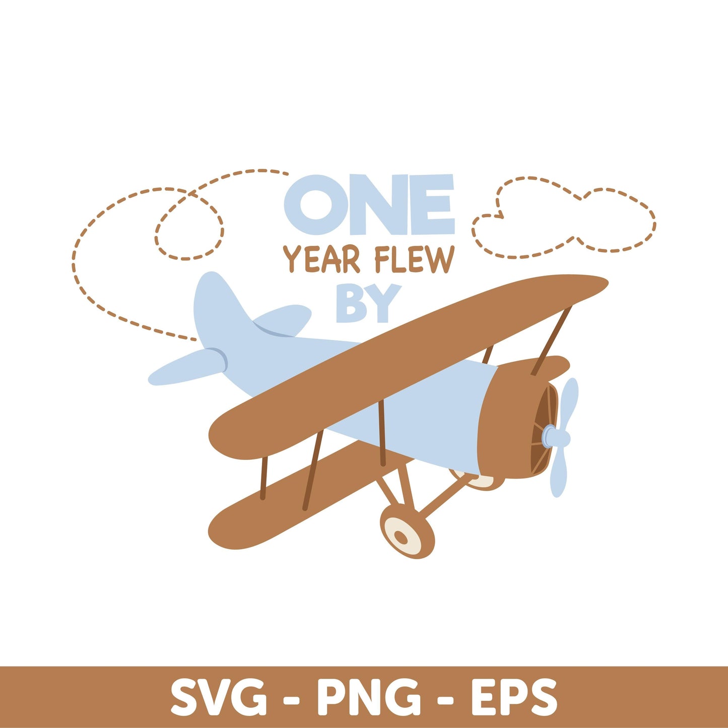 Airplane Birthday SVG, One Year Flew By, 1st Birthday Airplane Design SVG, Boys Birthday SVG, Airplane Party Theme, Travel Birthday Design