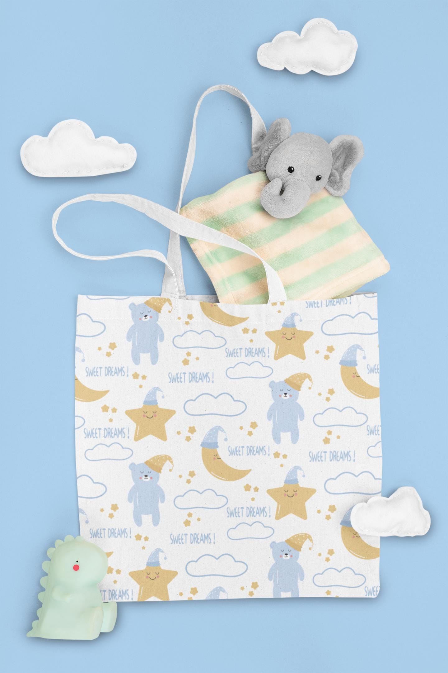 Sweet Dreams Svg, Baby Nursery Seamless Pattern - Moon, Bear, Star & Cloud Design for Kids, Whimsical Baby Design, Baby Room Wallpaper Svg