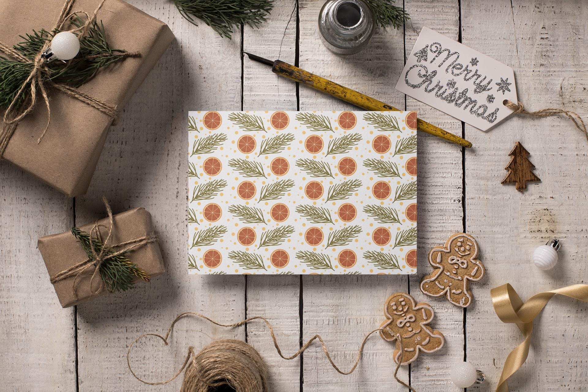 Rustic Orange and Pine Holiday Pattern Bundle – Christmas Digital Paper in SVG, PNG, EPS, Christmas pattern bundle, Vintage Christmas design
