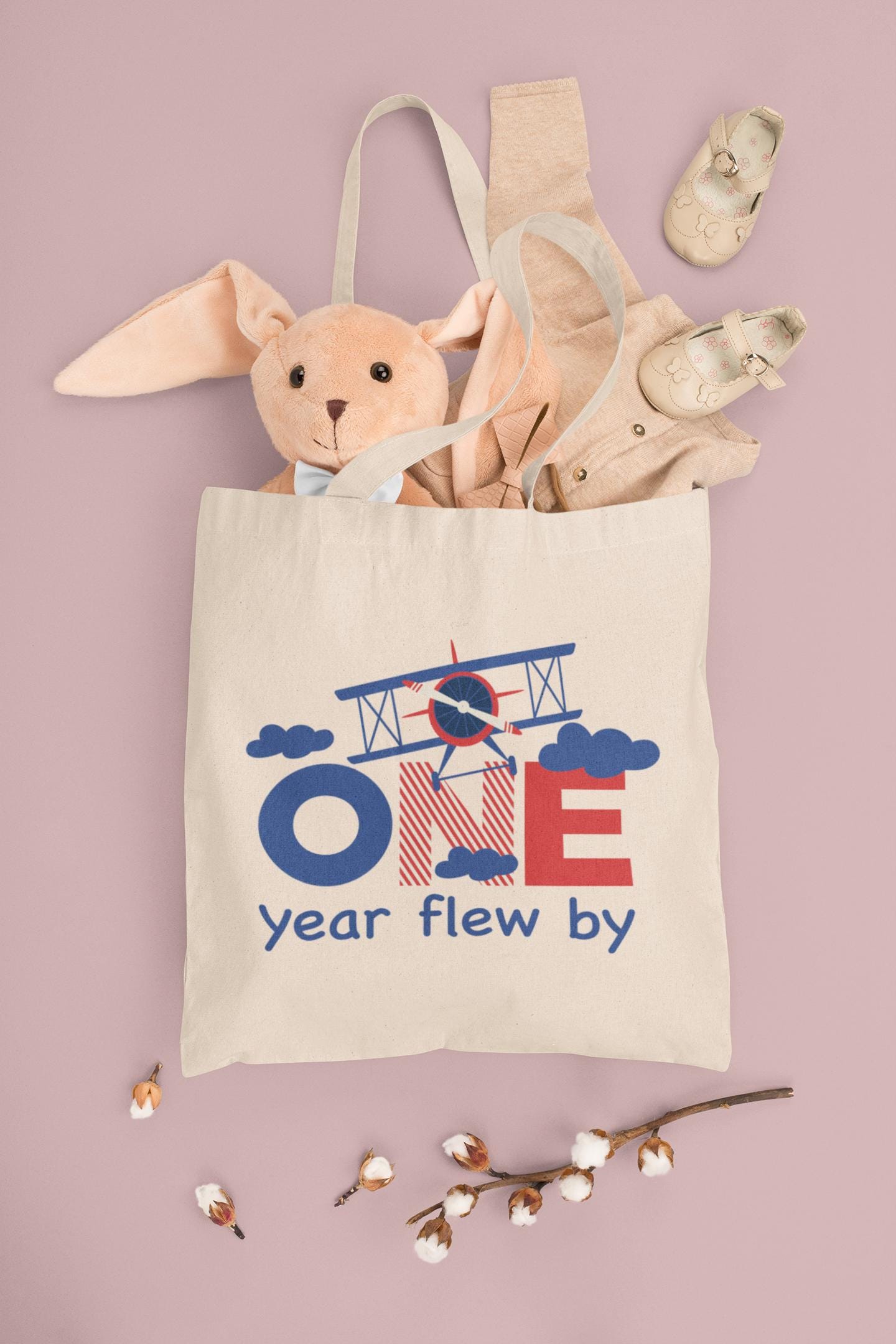 Airplane-Themed First Birthday Design - SVG, PNG, EPS Files, One Year Flew By Svg, First birthday Svg, Digital Download, Kids Birthday Svg