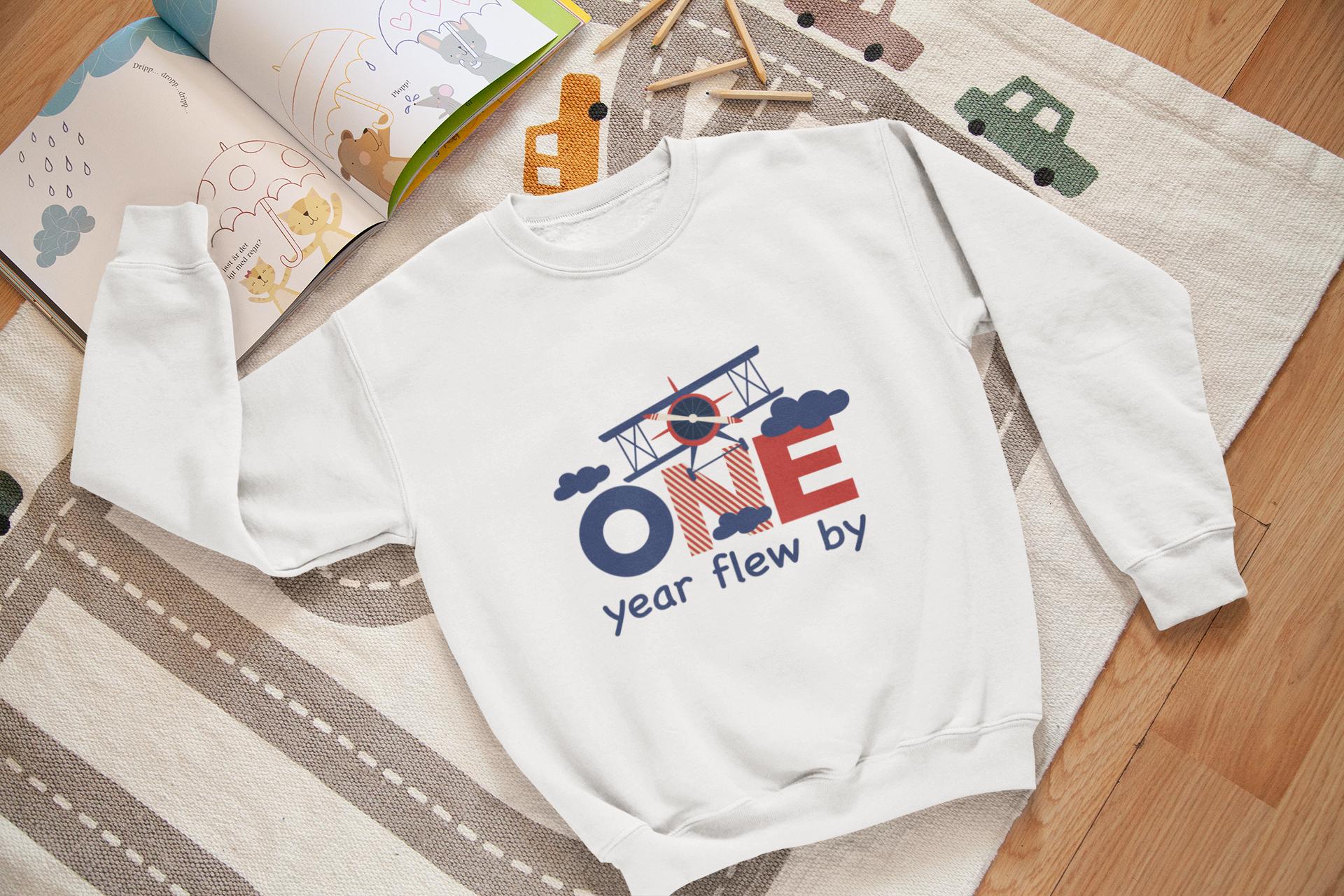 Airplane-Themed First Birthday Design - SVG, PNG, EPS Files, One Year Flew By Svg, First birthday Svg, Digital Download, Kids Birthday Svg