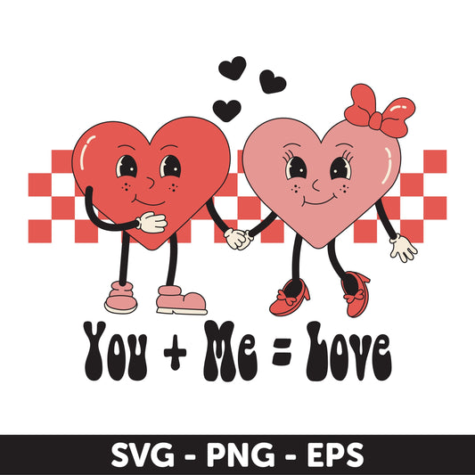 Groovy Valentine Svg, Kids Valentine Svg, Retro Valentine Png, Valentine Shirt Svg, Romantic Digital File, You and Me SVG, Heart Couple Svg