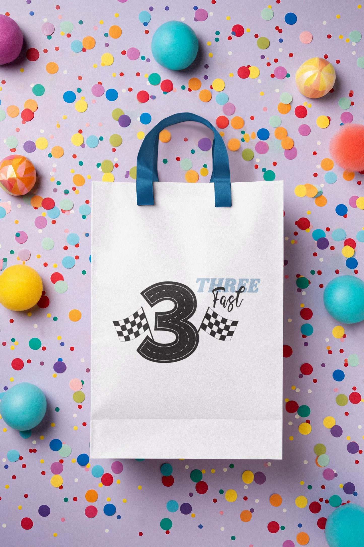 Fast & Three Race Car Birthday SVG – Road Number 3 with Checkered Flags Design, Kids Birthday Party Svg, Race Car Birthday Svg
