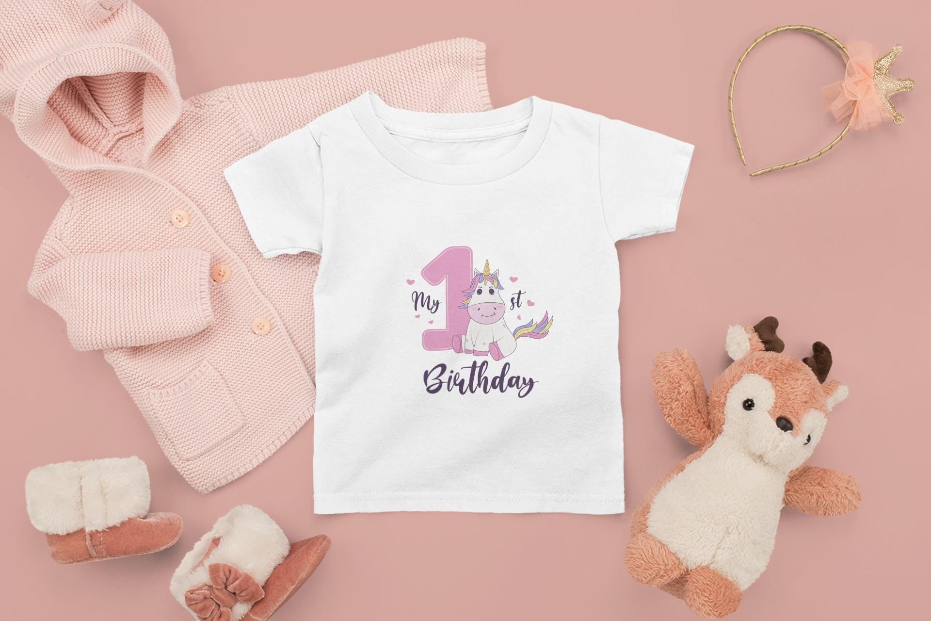 First Birthday SVG, My 1st Birthday Unicorn SVG, Cute Unicorn Birthday Design for Girls, First Birthday Unicorn Svg, Birthday Girl Svg