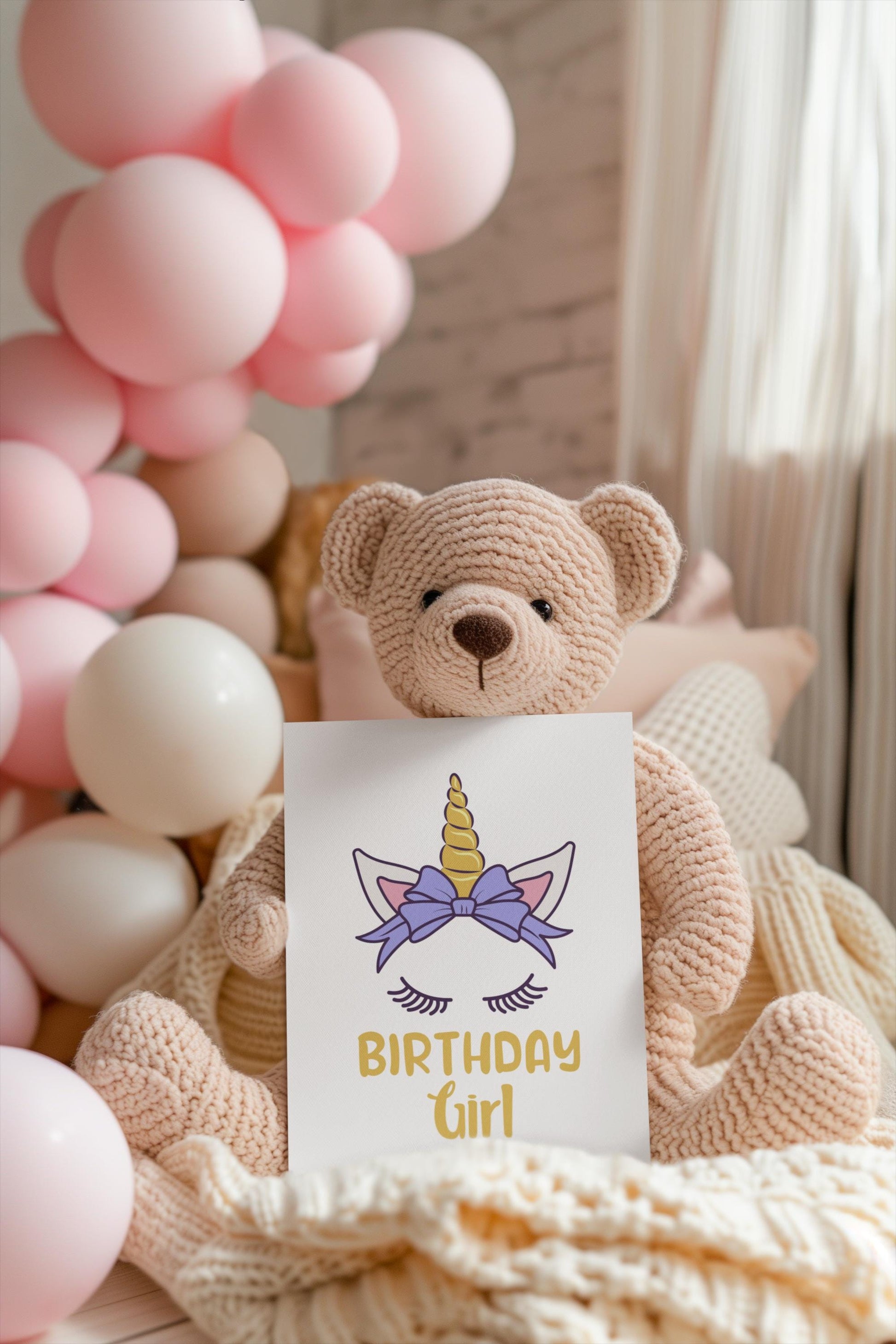 Birthday Girl, Unicorn Birthday Girl SVG, Adorable Unicorn for Birthday Girl Celebrations, Unicorn Face SVG, Unicorn SVG, Birthday Svg