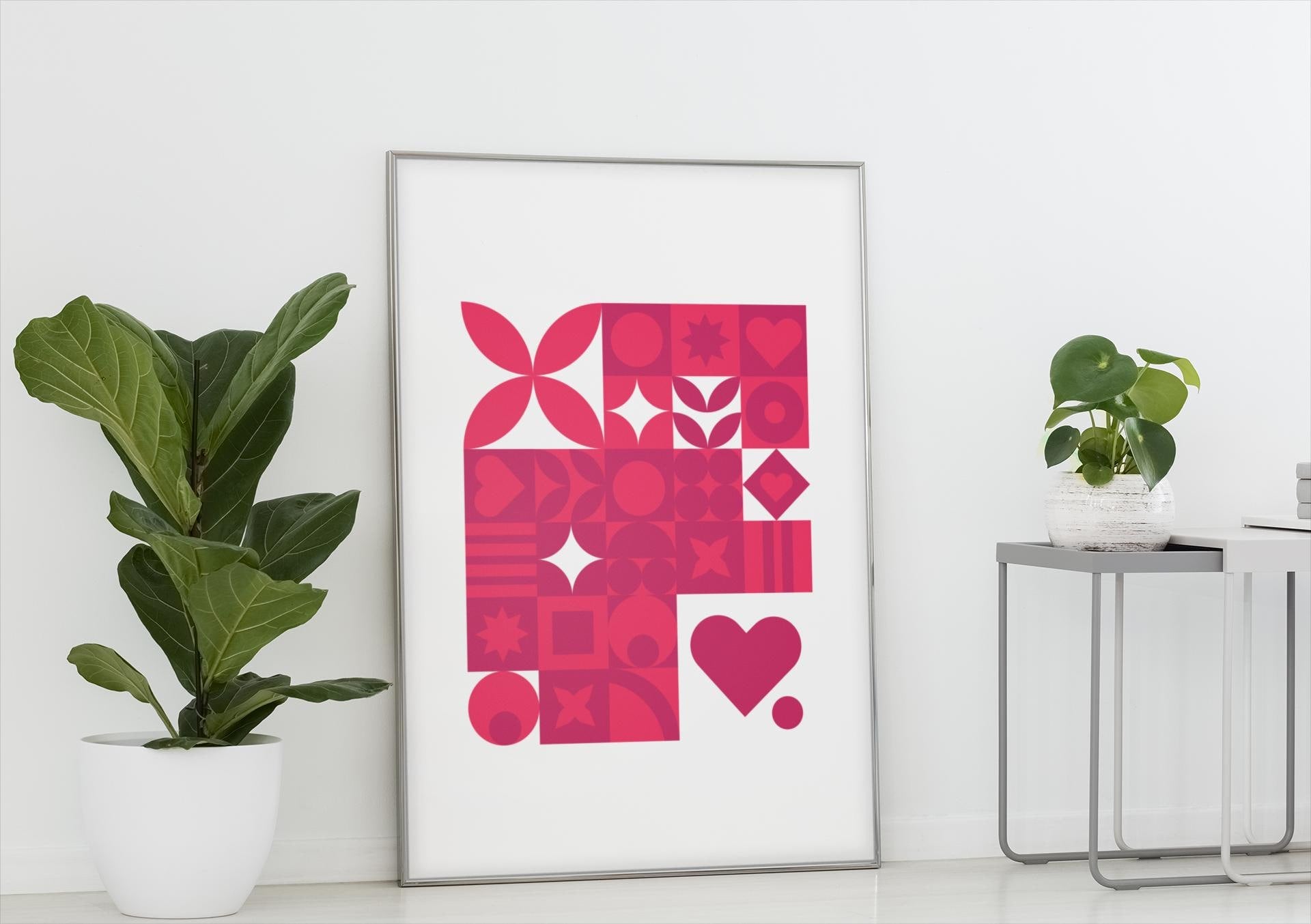 Boho Valentine's Day Geometric Design Set - Digital Bundle SVG, PNG & EPS - Modern Heart and Love Patterns for Crafts, Happy Valentine's Day
