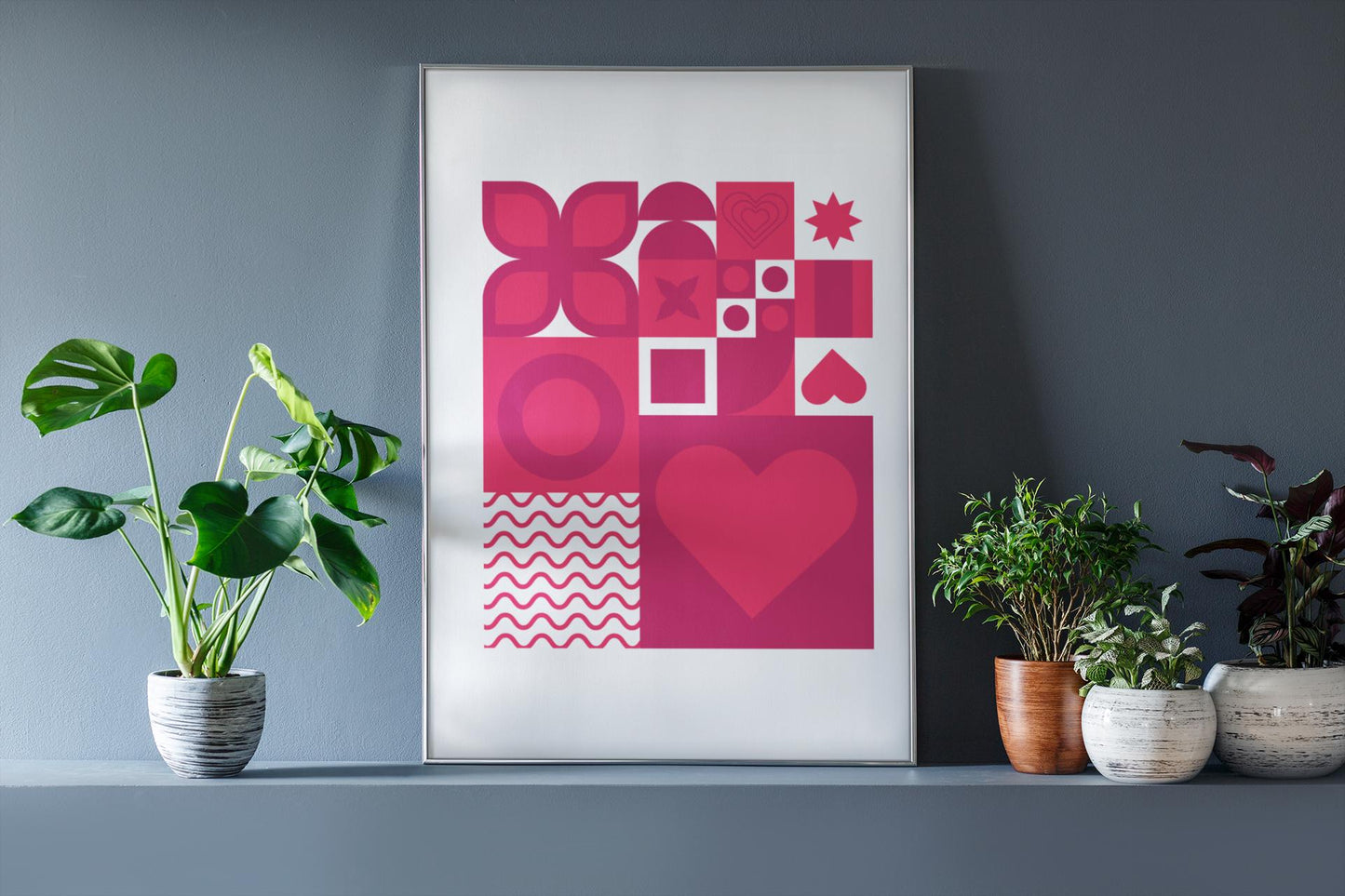 Boho Valentine's Day Geometric Design Set - Digital Bundle SVG, PNG & EPS - Modern Heart and Love Patterns for Crafts, Happy Valentine's Day