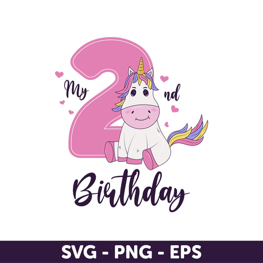 My 2nd Birthday Svg, Unicorn SVG, Unicorn Birthday Design for Girls in SVG, Birthday Girl Svg, Birthday Svg, Magical Birthday SVG