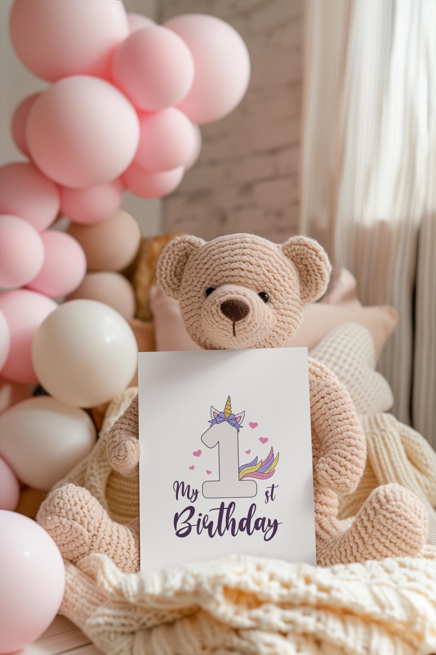 My 1st Birthday Unicorn with Bow SVG Bundle – Cute Unicorn Design for Baby Girl's First Birthday in Svg, PNG & EPS Formats, 1st birthday Svg