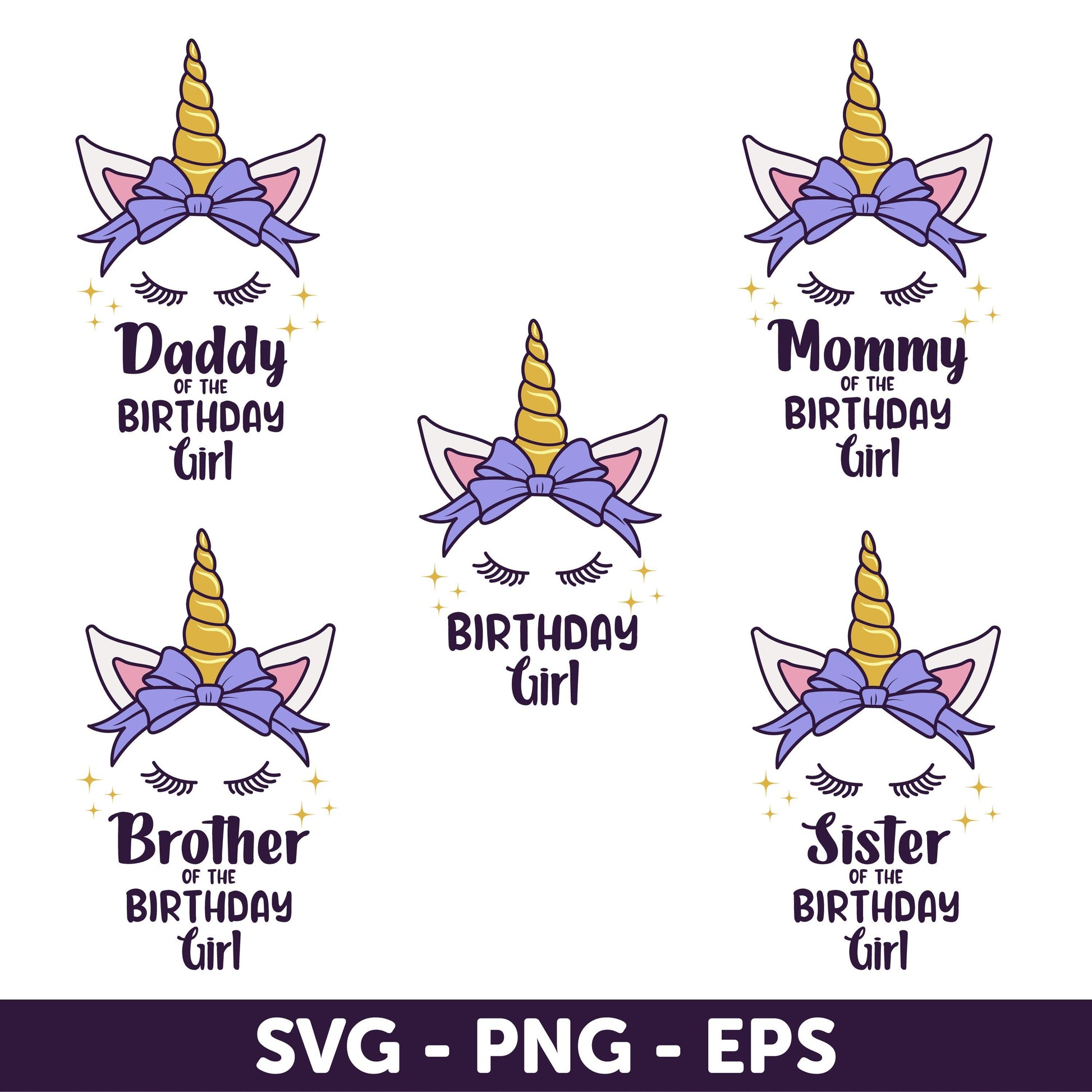 Birthday Girl, Unicorn Birthday Family SVG Bundle, Magical Birthday Girl and Family Set, Birthday Girl SVG bundle, Family Matching Birthday