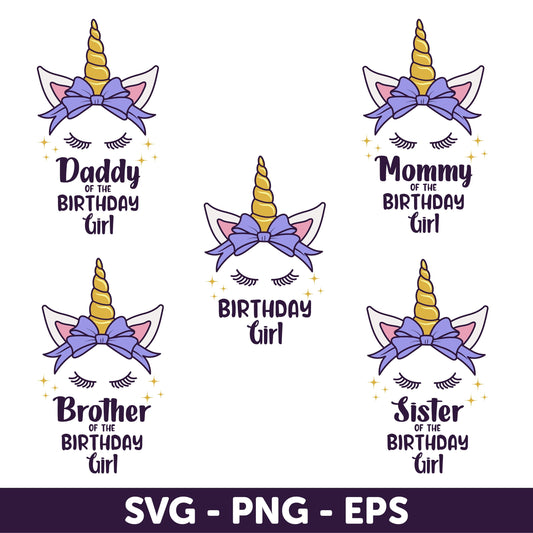 Birthday Girl, Unicorn Birthday Family SVG Bundle, Magical Birthday Girl and Family Set, Birthday Girl SVG bundle, Family Matching Birthday