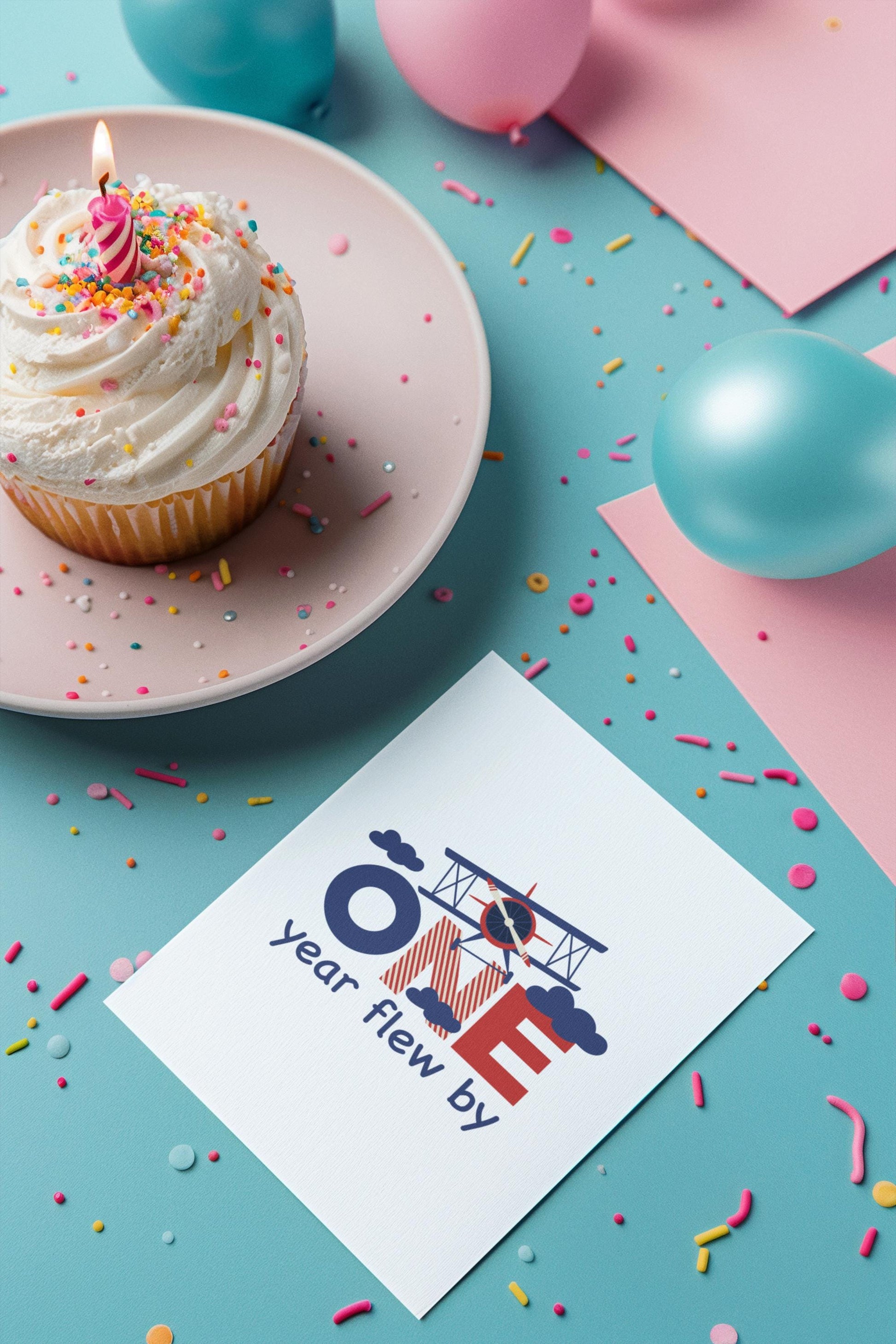 Airplane-Themed First Birthday Design - SVG, PNG, EPS Files, One Year Flew By Svg, First birthday Svg, Digital Download, Kids Birthday Svg