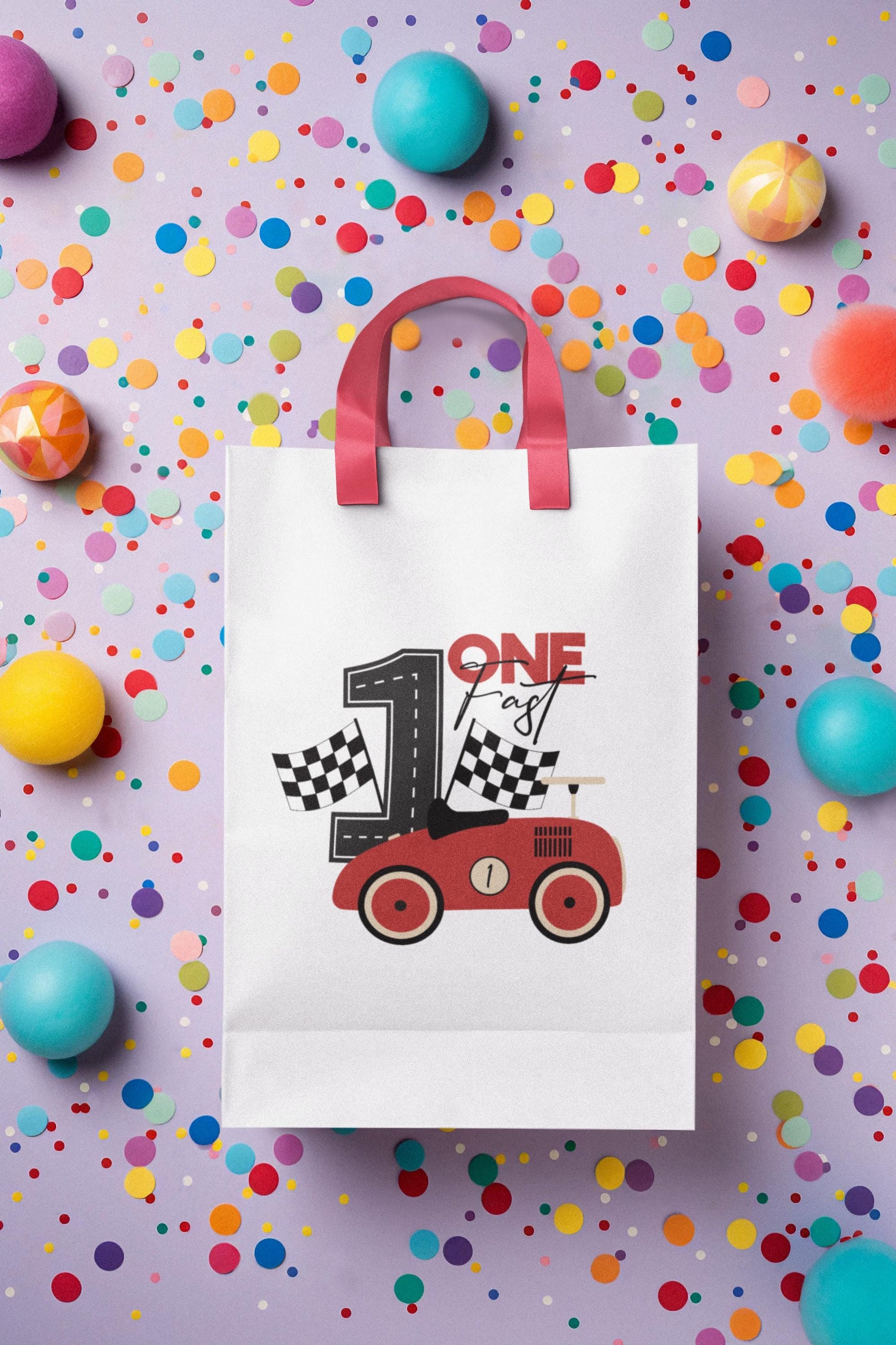 One Fast Birthday SVG, Race Car First Birthday Party, 1st Birthday Racing Car, Red Vintage Car Svg, Silhouette race car Svg, kids party Svg