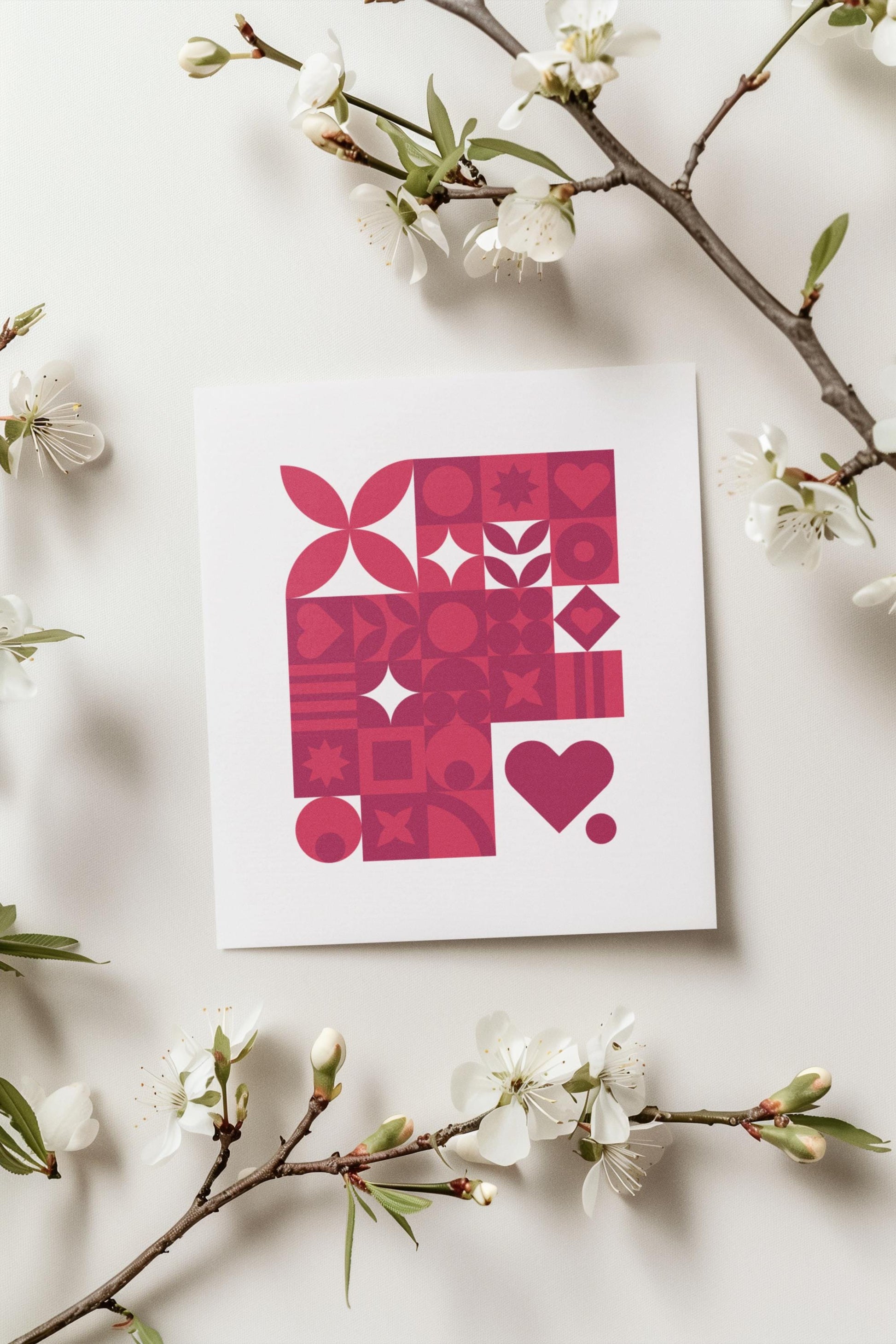 Boho Valentine's Day Geometric Design Set - Digital Bundle SVG, PNG & EPS - Modern Heart and Love Patterns for Crafts, Happy Valentine's Day