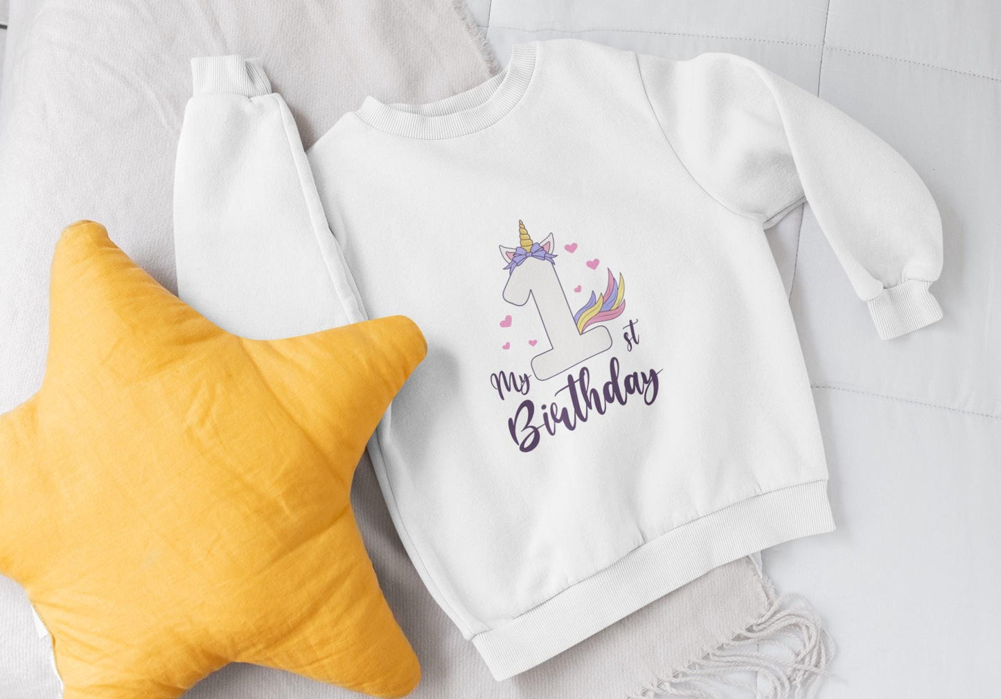 My 1st Birthday Unicorn with Bow SVG Bundle – Cute Unicorn Design for Baby Girl's First Birthday in Svg, PNG & EPS Formats, 1st birthday Svg