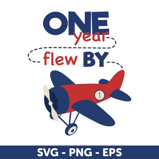 One Year Flew By Svg, Retro Airplane First Birthday Design - SVG, PNG, EPS Formats, Retro airplane Svg, Boy birthday Svg, Fast One Svg